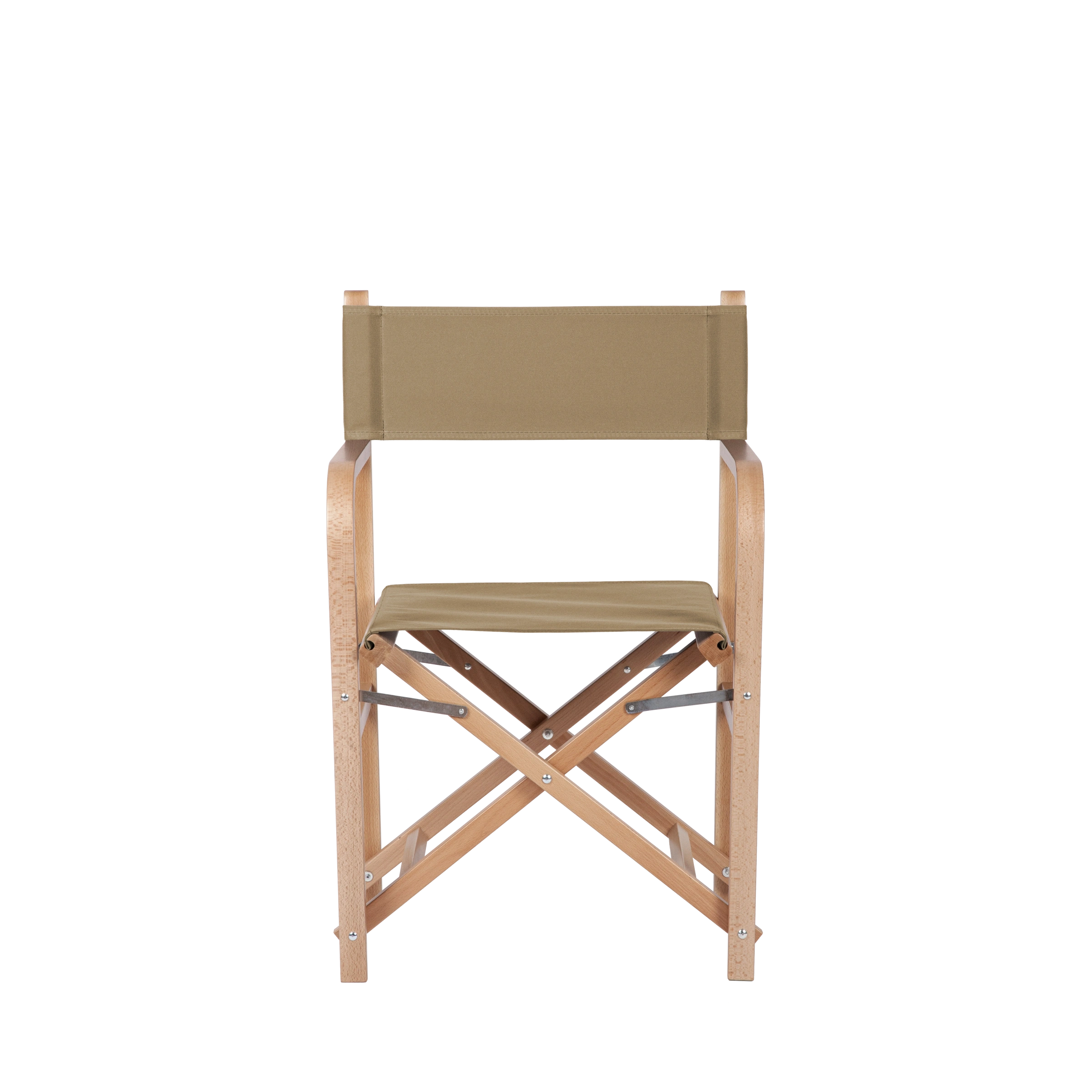 Regiestuhl George aus naturfarbenem Buchenholz mit Bezug in grau-beige, Frontalansicht
#Classic | Set (Farbe)_grau-beige