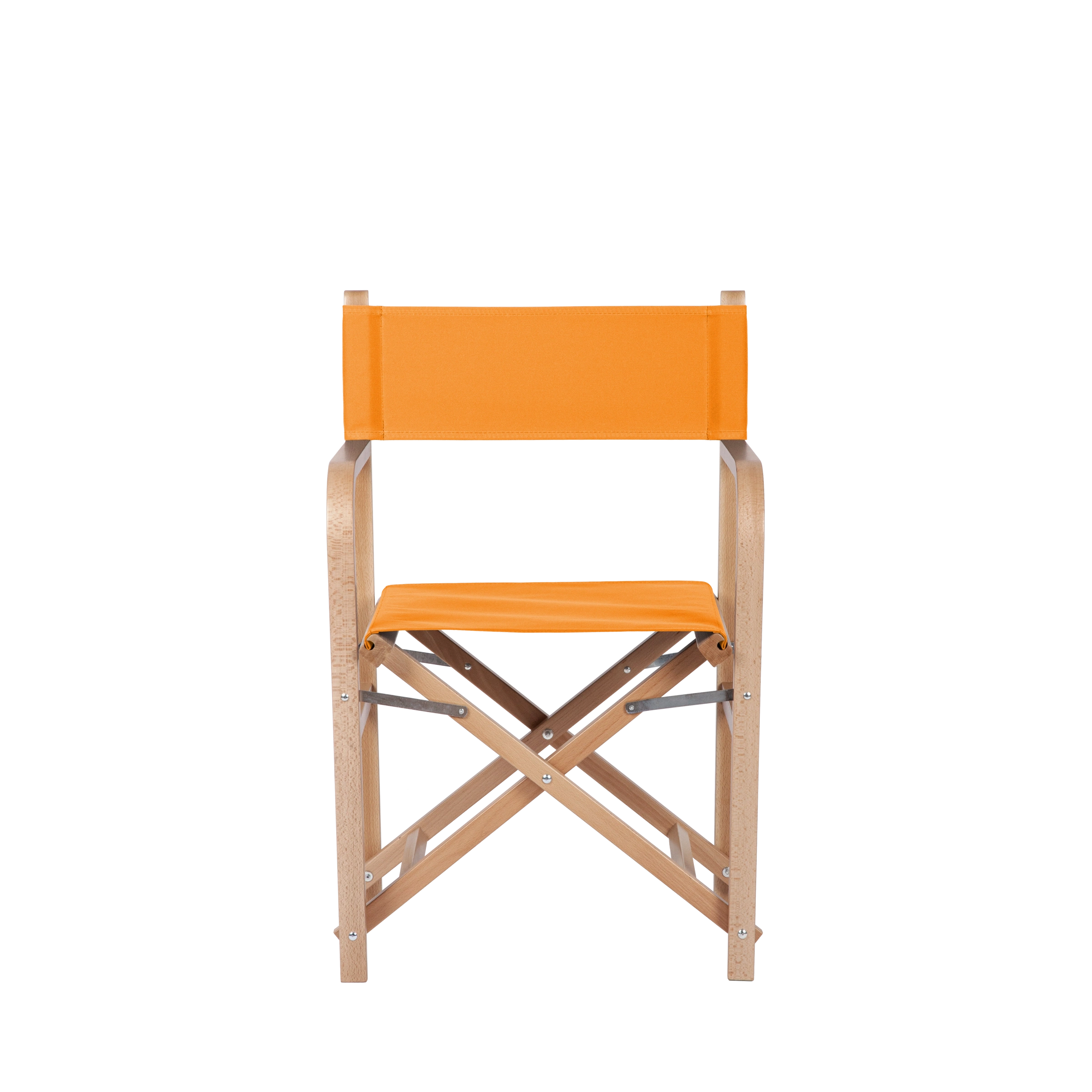 Regiestuhl George aus naturfarbenem Buchenholz mit Bezug in mandarine, Frontalansicht
#Classic | Set (Farbe)_mandarine