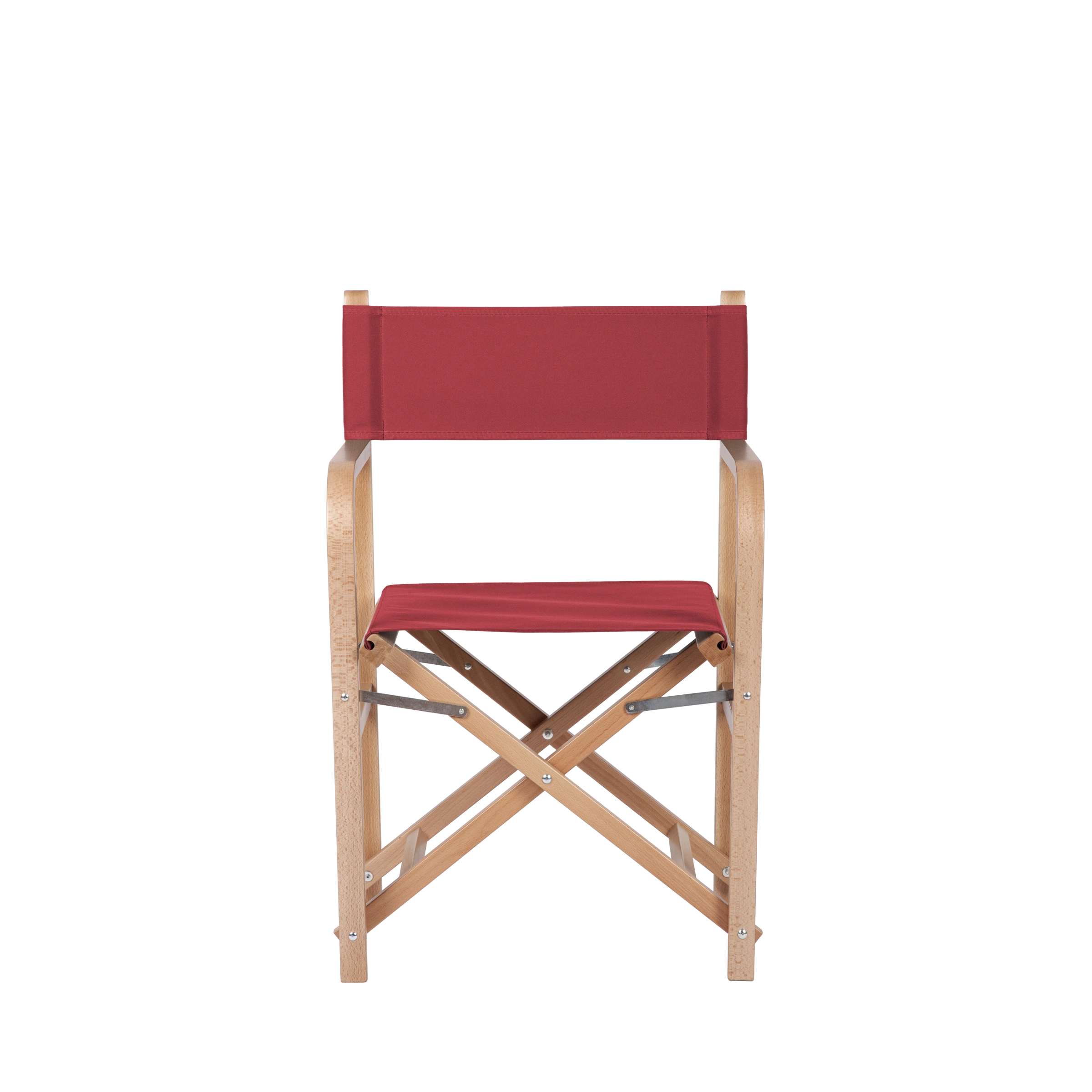 Regiestuhl George aus naturfarbenem Buchenholz mit rotem Bezug, Frontalansicht
#Classic | Set (Farbe)_rot