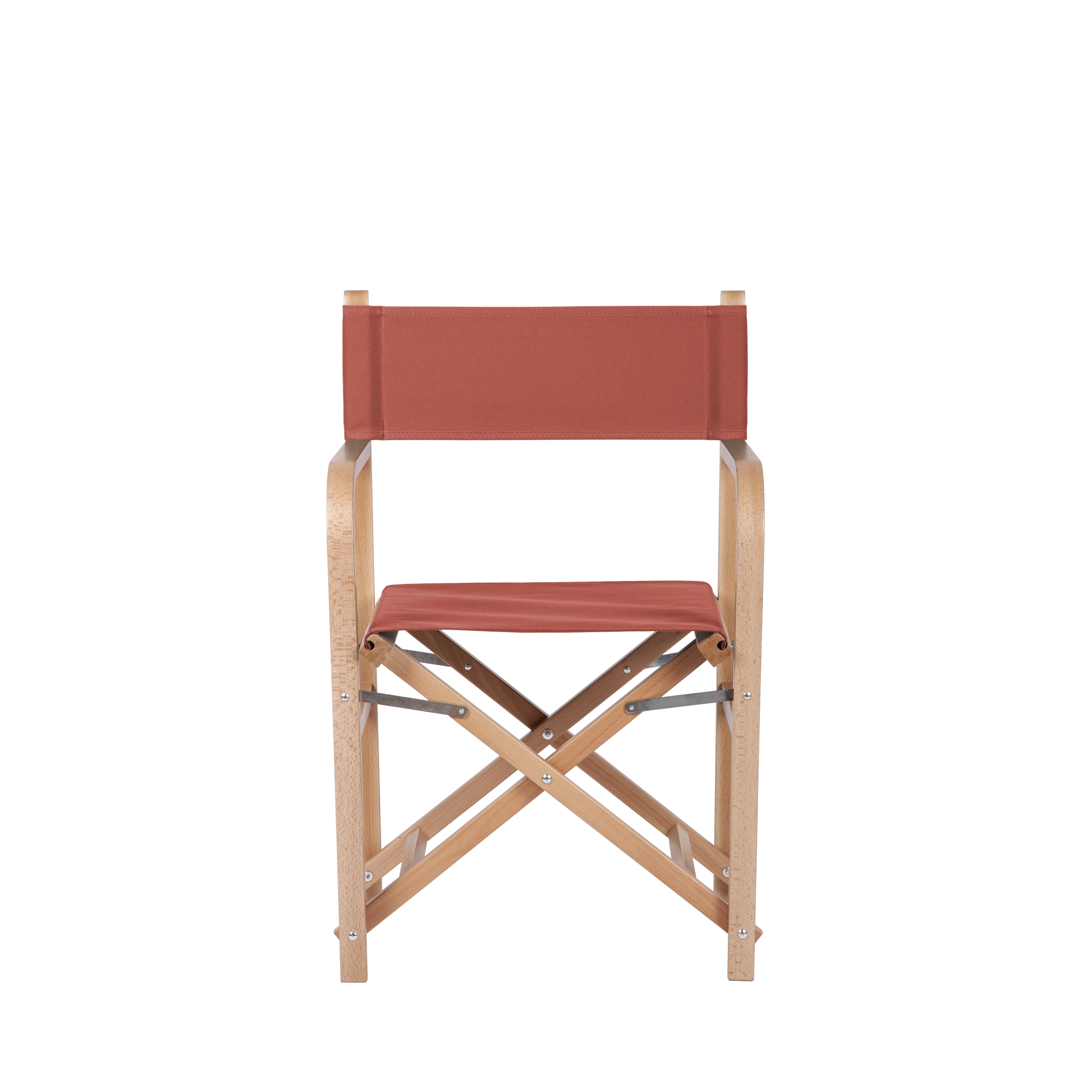 Regiestuhl George aus naturfarbenem Buchenholz mit Bezug in terracotta, Frontalansicht
#Classic | Set (Farbe)_terracotta