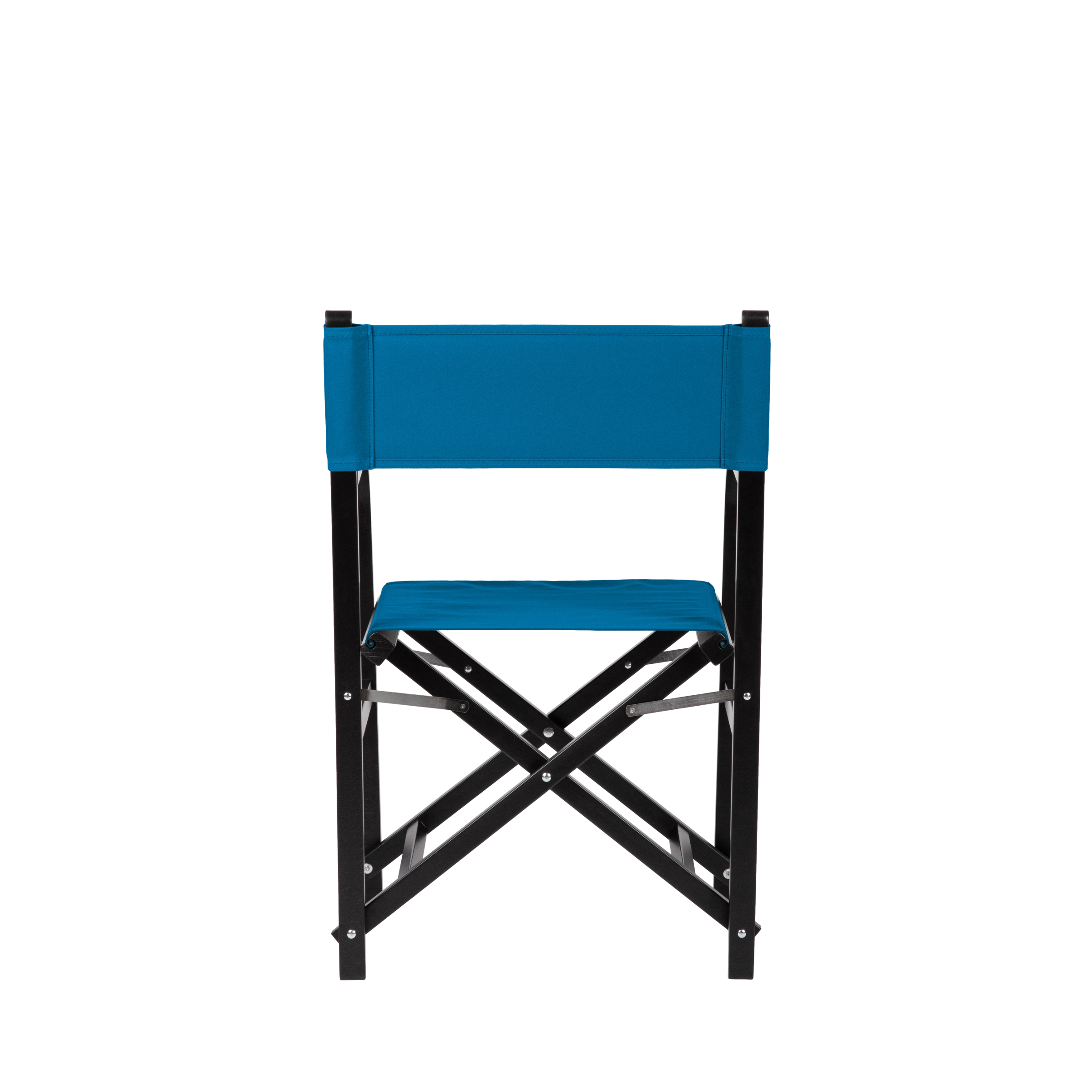 Regiestuhl George aus schwarzem Buchenholz mit blauem Bezug, Rückansicht
#Classic | Set (Farbe)_blau