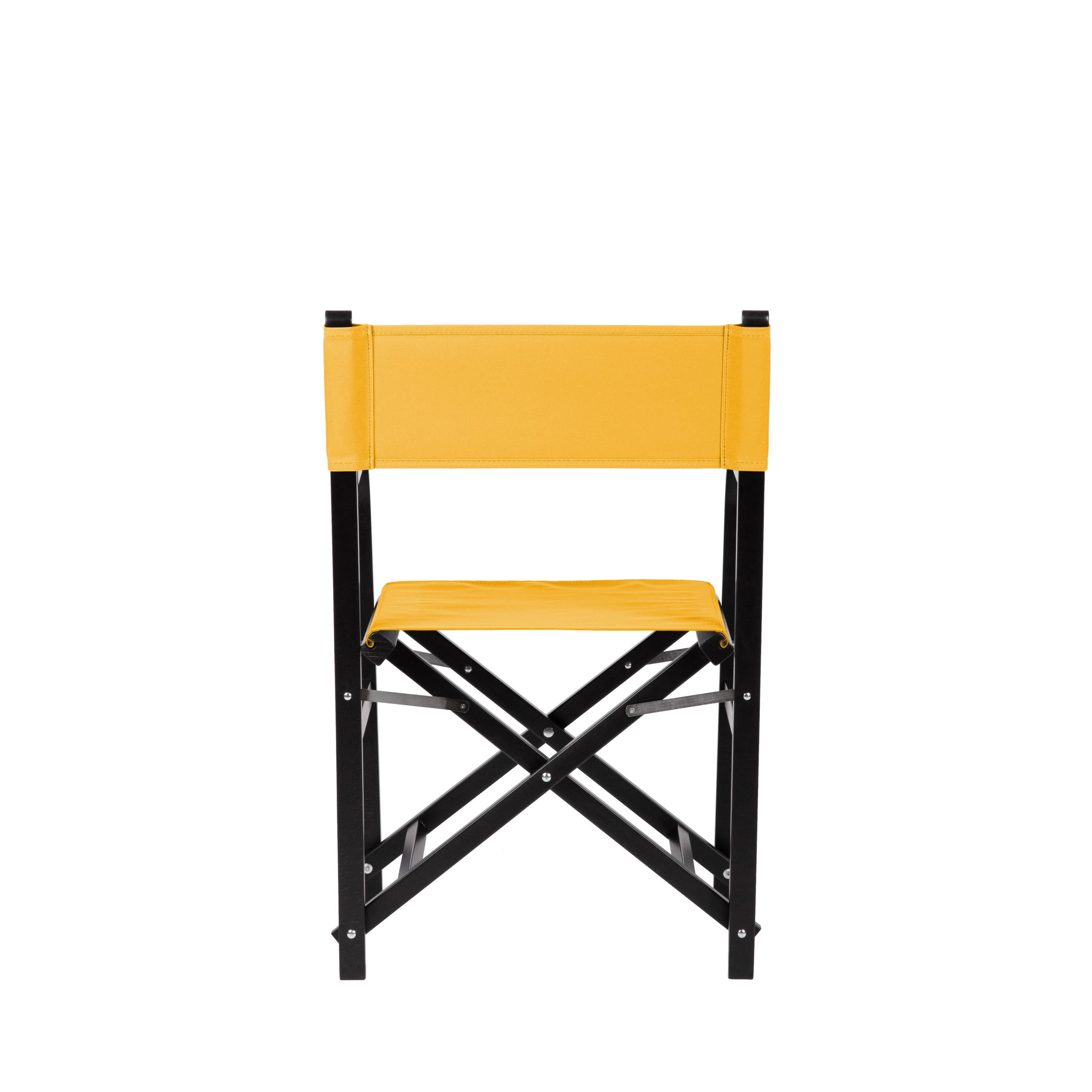Regiestuhl George aus schwarzem Buchenholz mit gelbem Bezug, Rückansicht
#Classic | Set (Farbe)_gelb