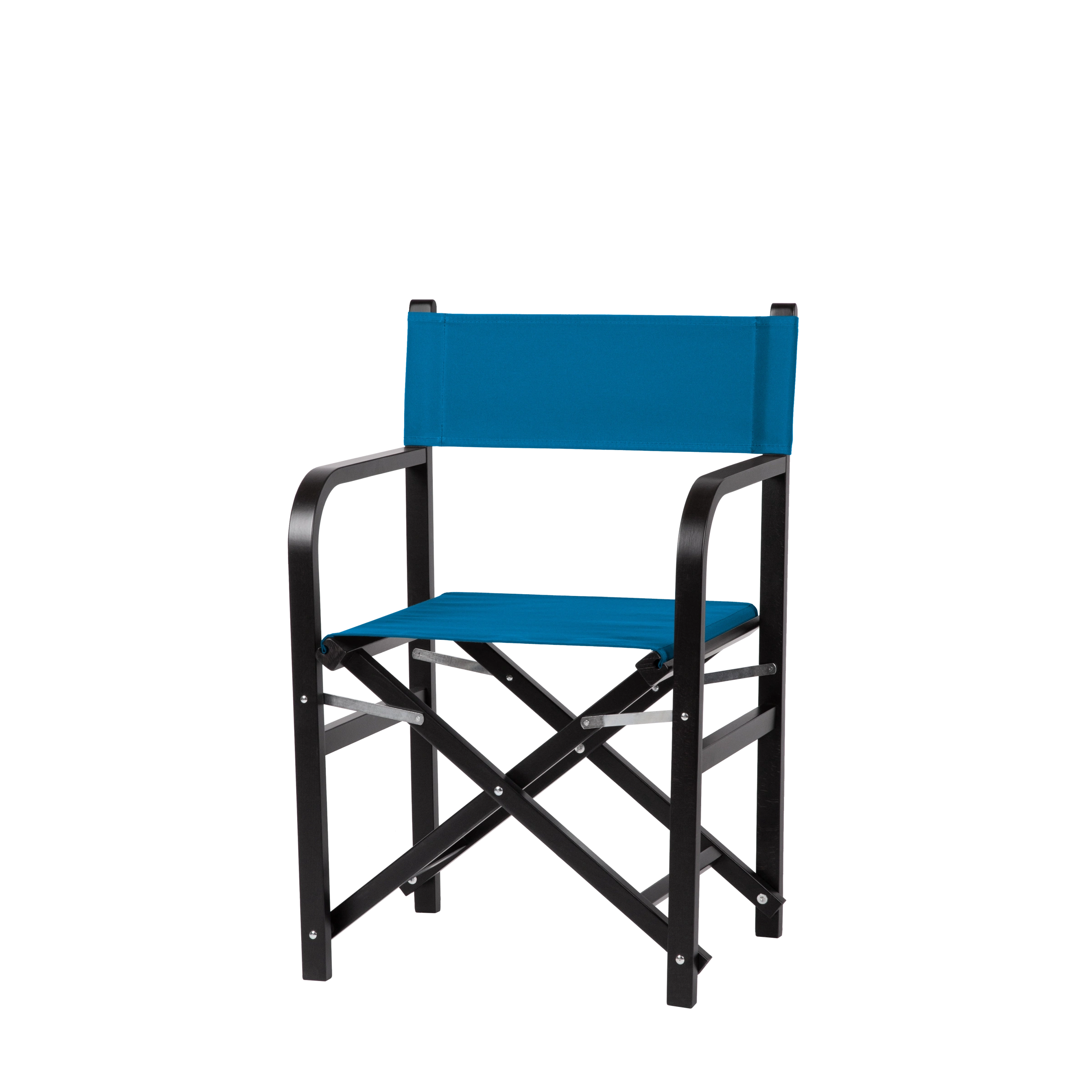 Regiestuhl George aus schwarzem Buchenholz mit blauem Bezug, Seitenansicht
#Classic | Set (Farbe)_blau