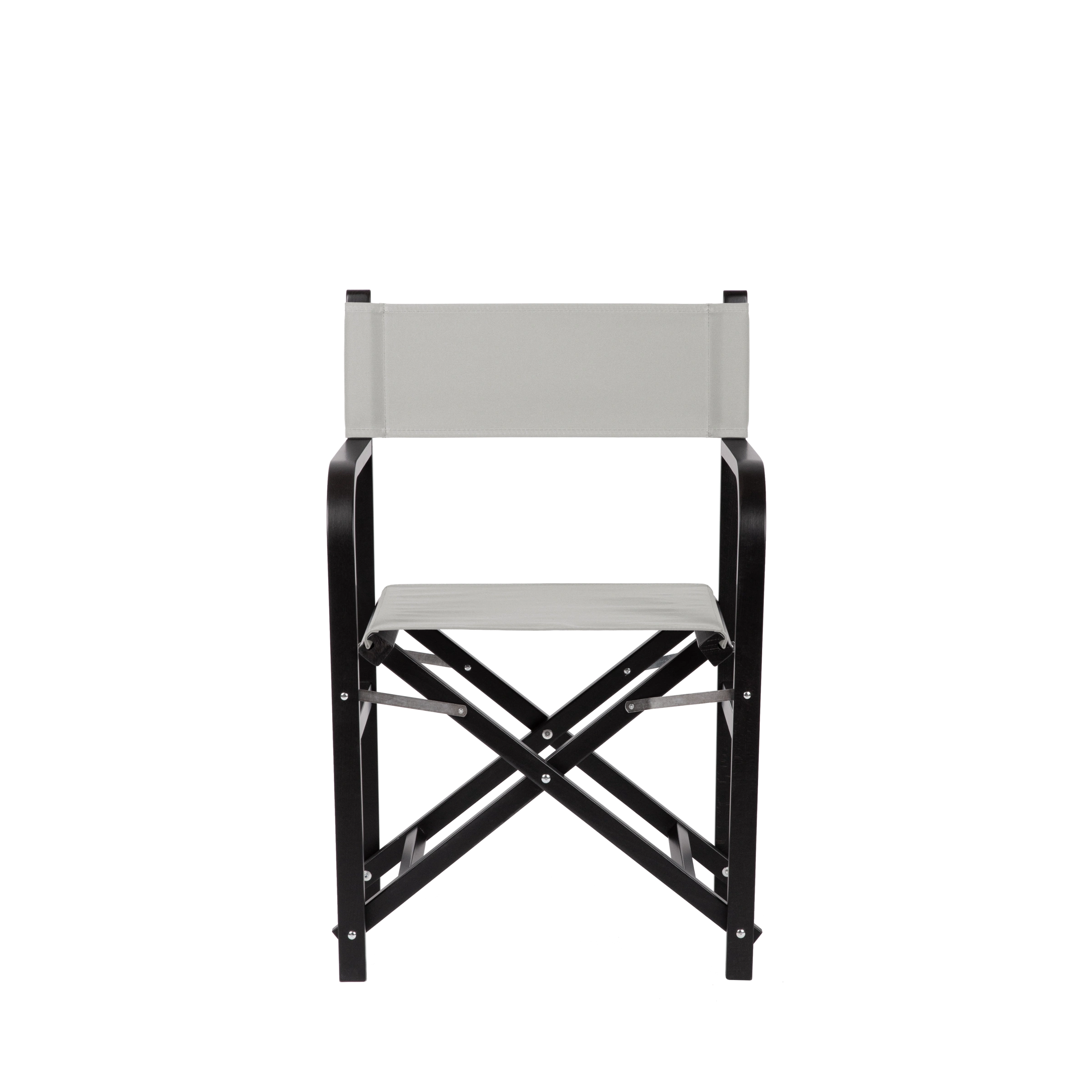 Regiestuhl George aus schwarzem Buchenholz mit hellgrauem Bezug, Frontalansicht
#Classic | Set (Farbe)_hellgrau
