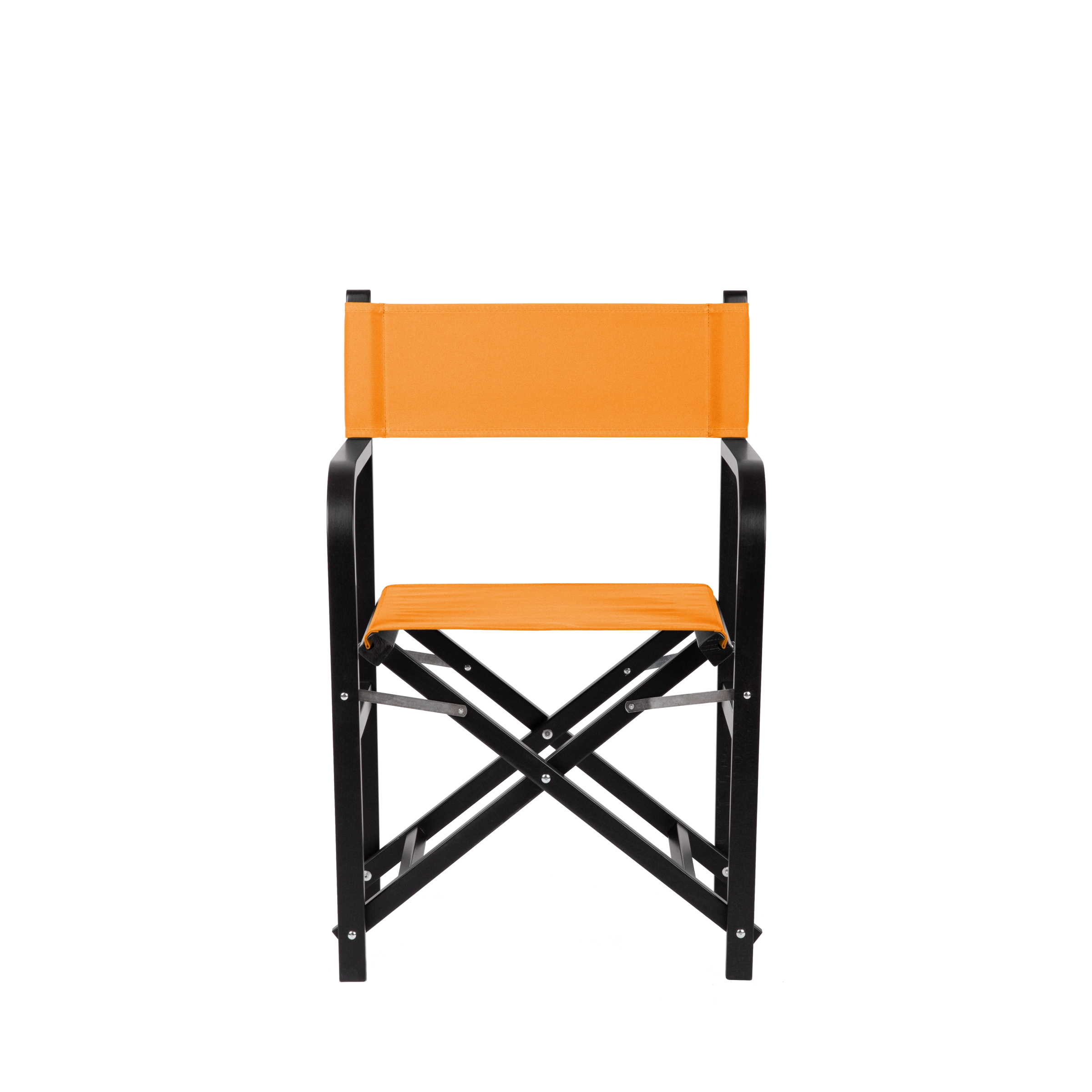 Regiestuhl George aus schwarzem Buchenholz mit Bezug in mandarine, Frontalansicht
#Classic | Set (Farbe)_mandarine