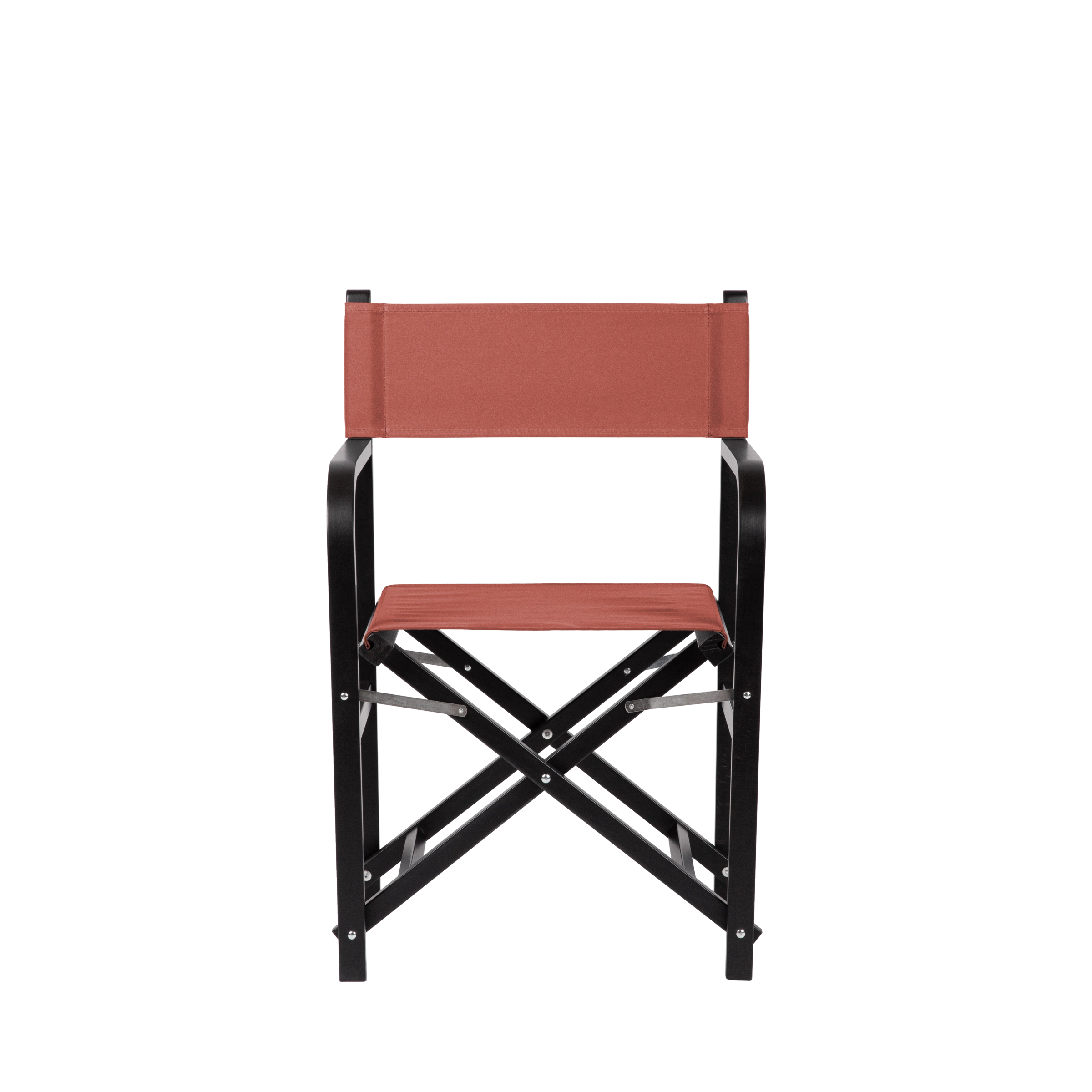 Regiestuhl George aus schwarzem Buchenholz mit Bezug in terracotta, Frontalansicht
#Classic | Set (Farbe)_terracotta