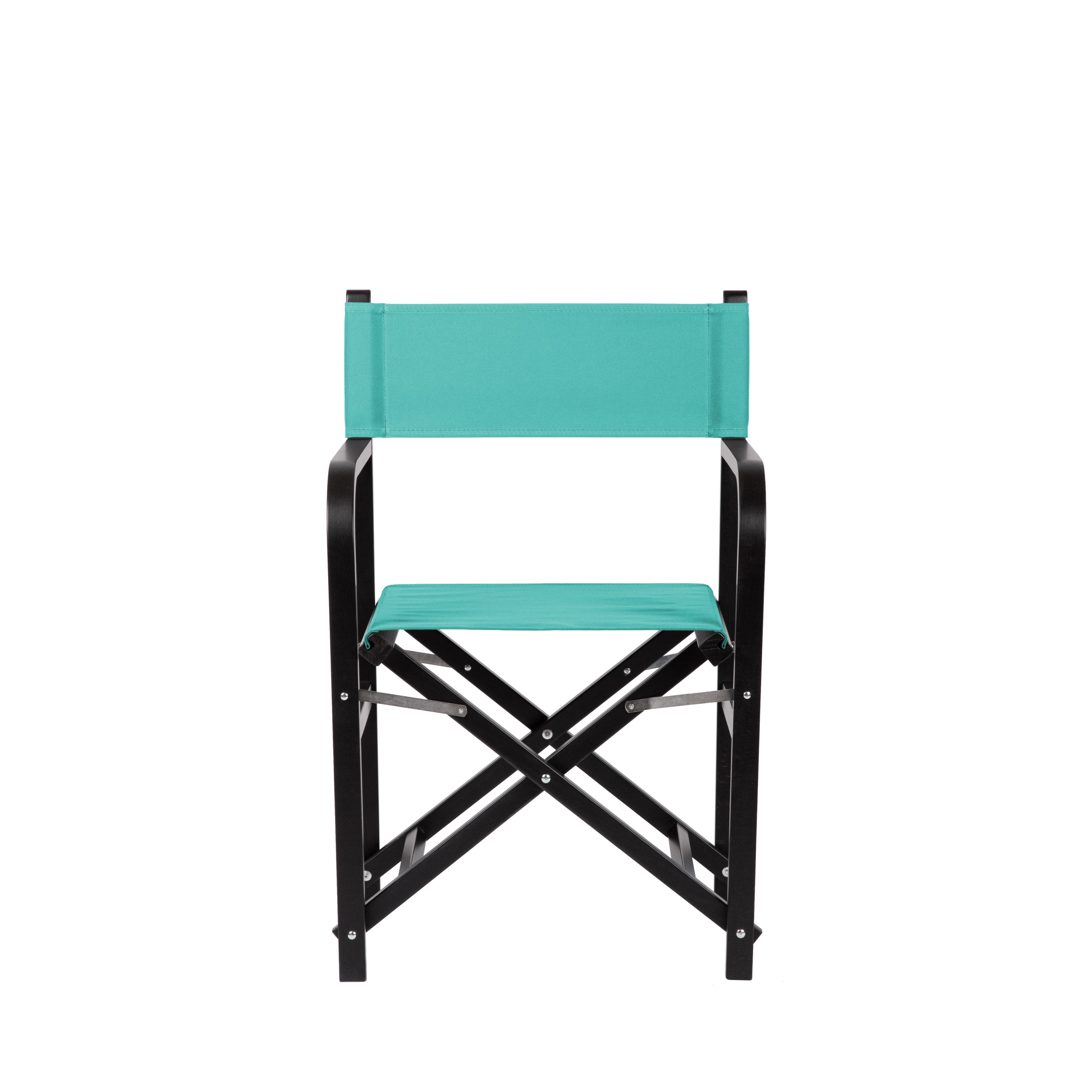 Regiestuhl George aus schwarzem Buchenholz mit türkisem Bezug, Frontalansicht
#Classic | Set (Farbe)_türkis