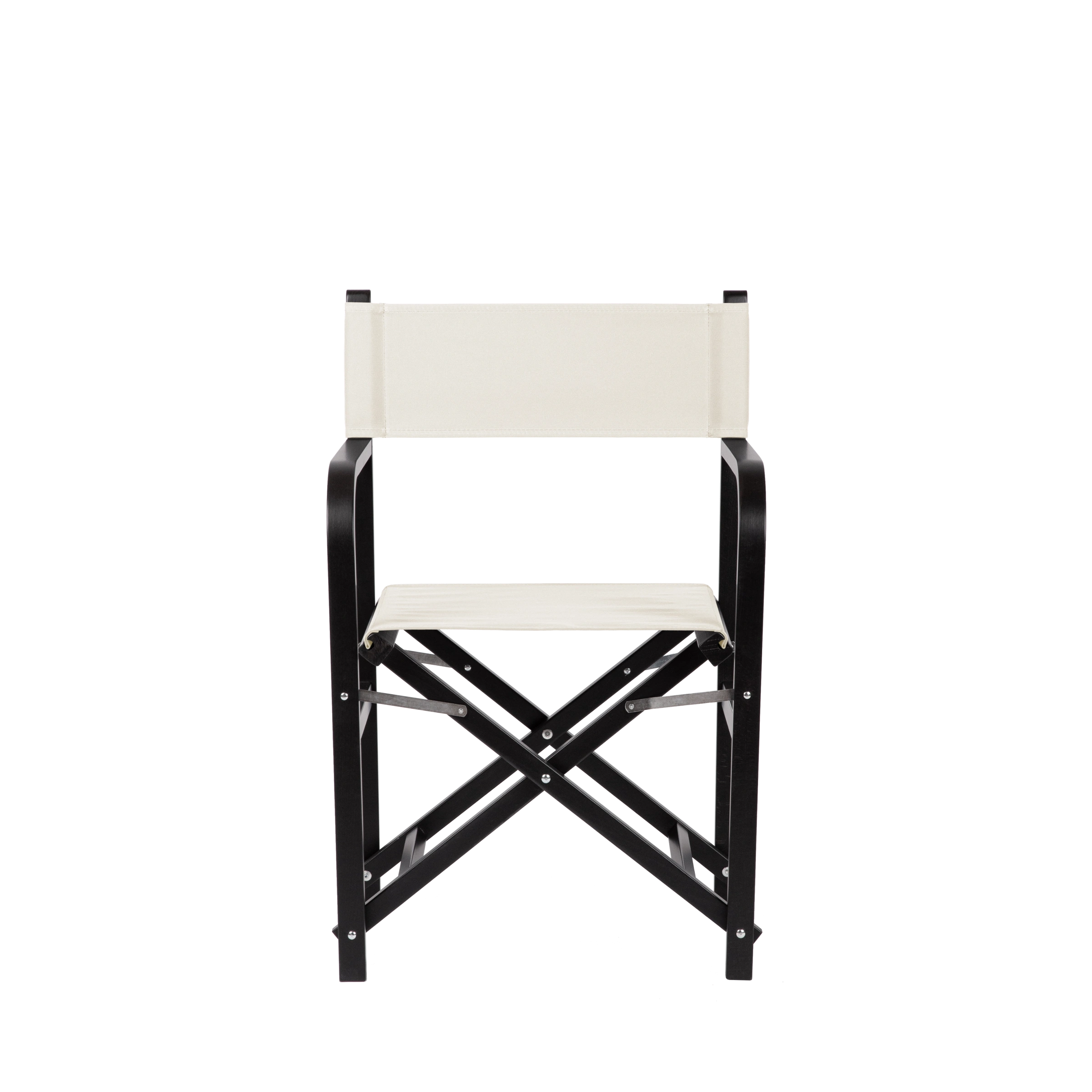Regiestuhl George aus schwarzem Buchenholz mit weißem Bezug, Frontalansicht
#Classic | Set (Farbe)_weiß