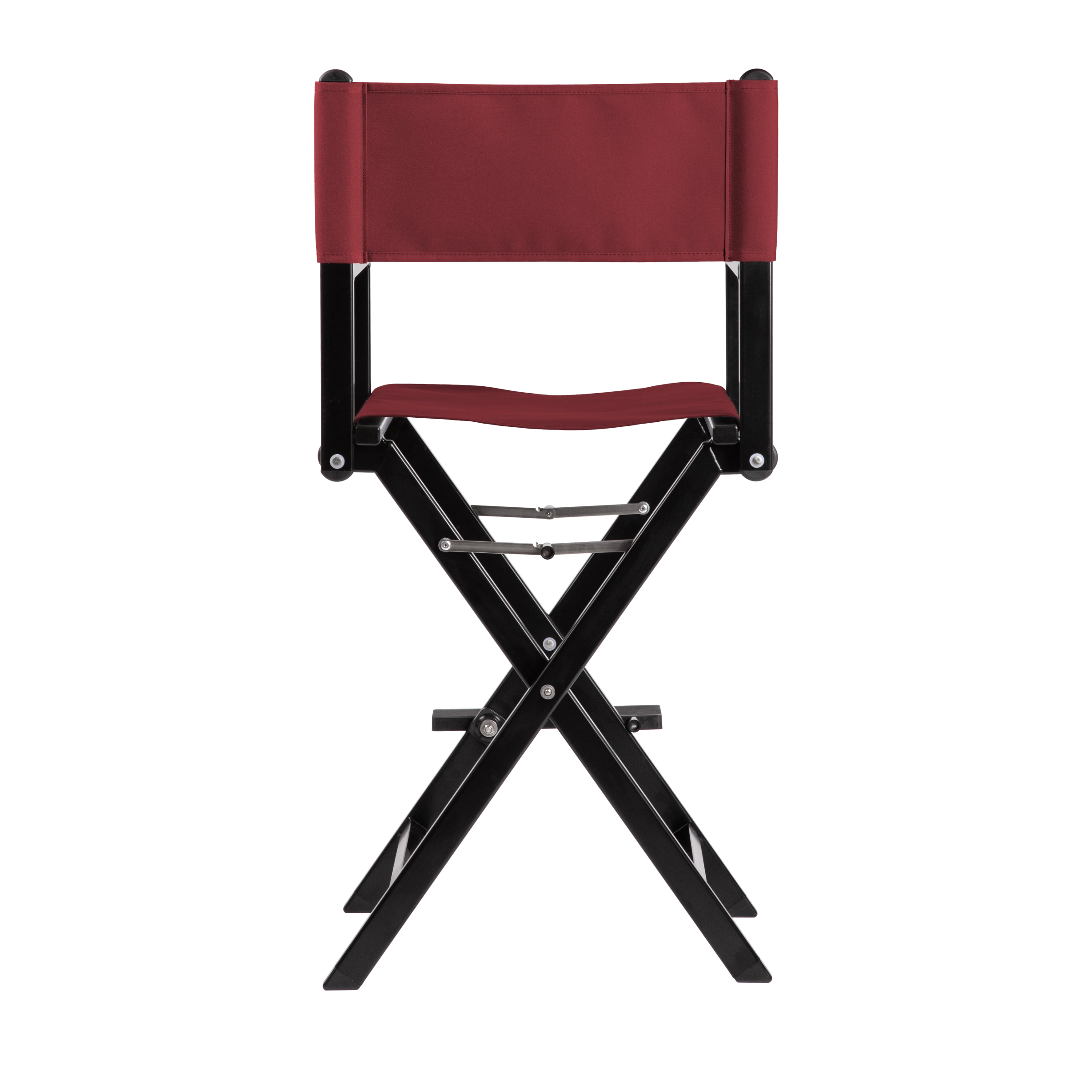 Regiestuhl Kelly aus schwarzem Aluminium mit Bezug in bordeaux, Rückansicht
#Alu | Set (Farbe)_bordeaux