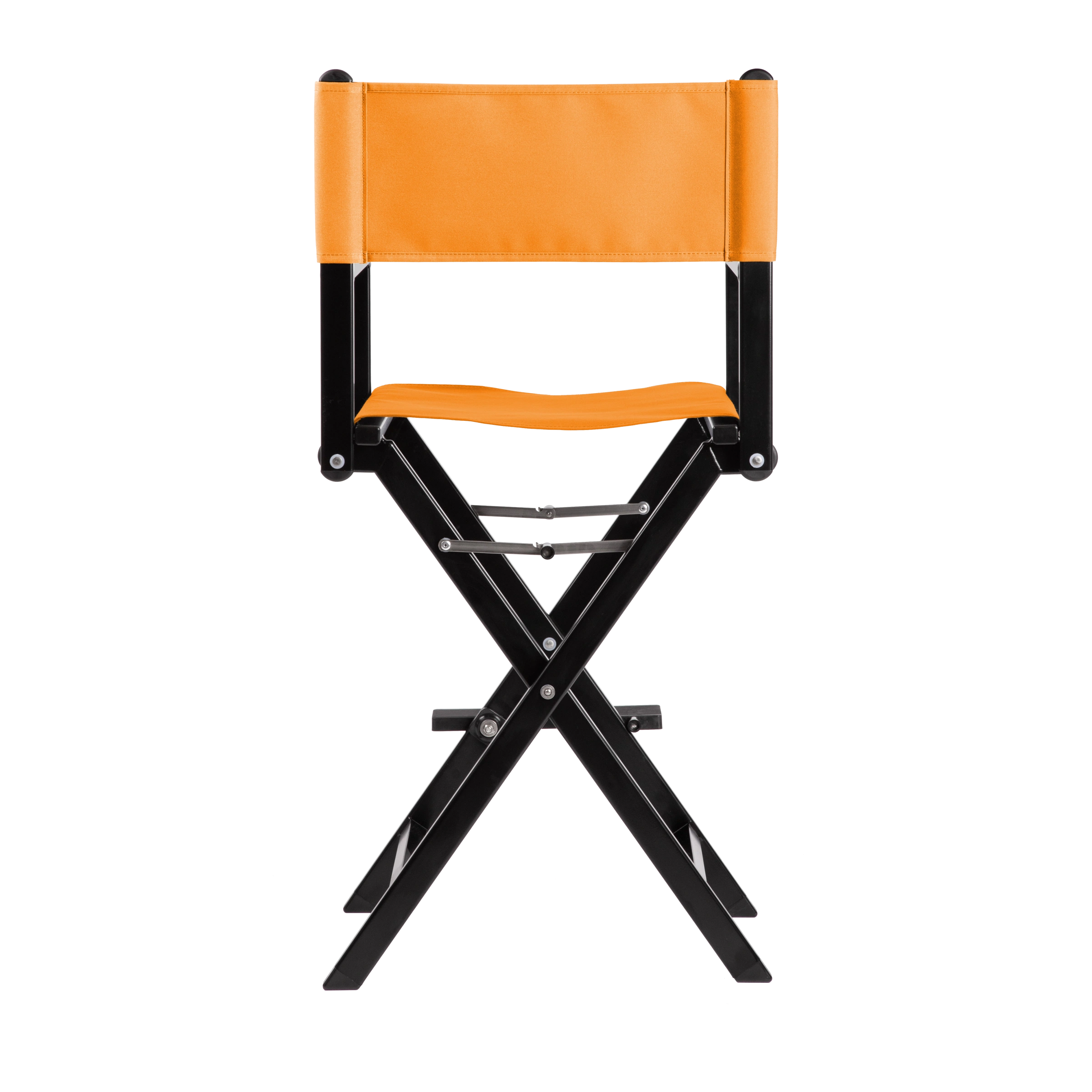 Regiestuhl Kelly aus schwarzem Aluminium mit Bezug in mandarine, Rückansicht
#Alu | Set (Farbe)_mandarine