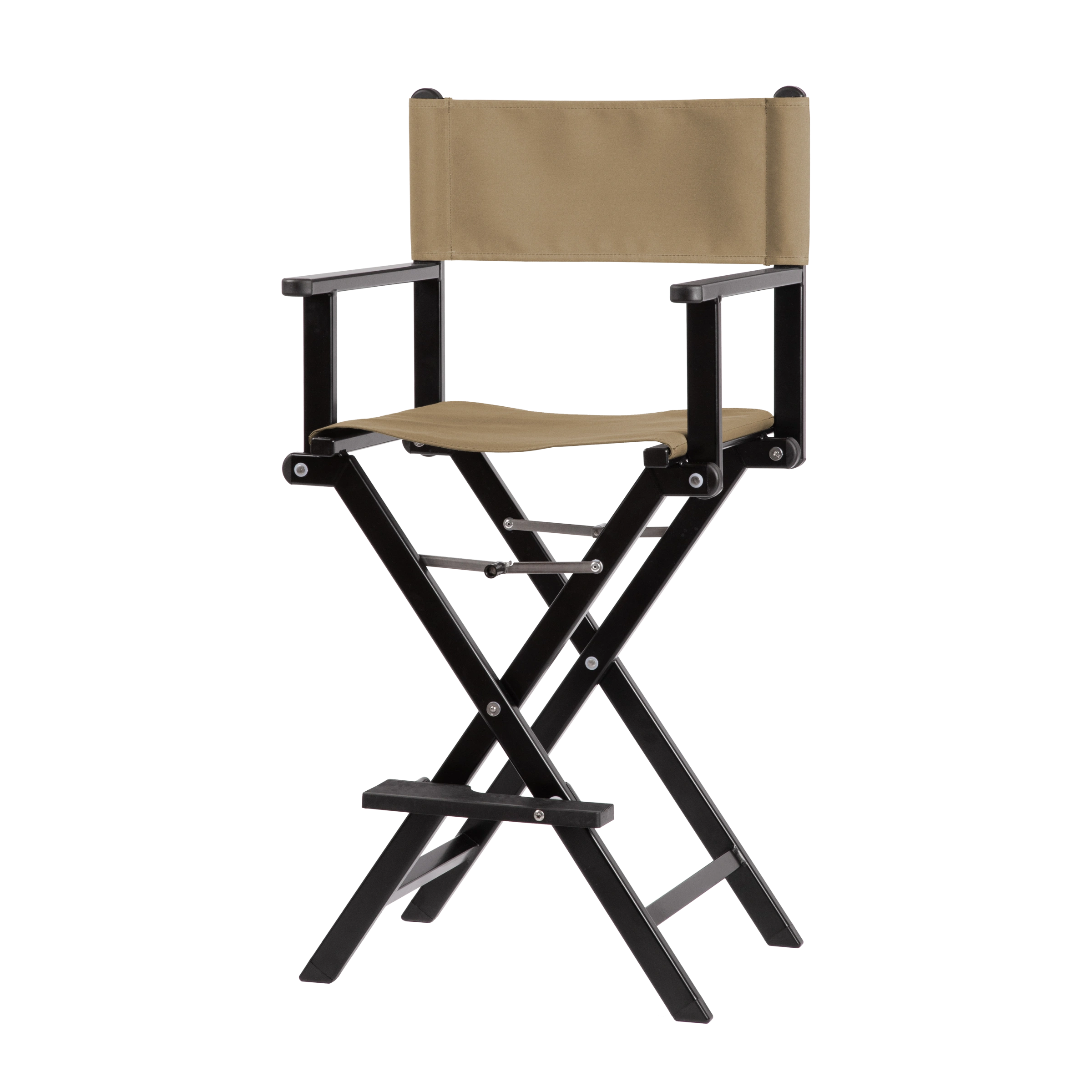 Regiestuhl Kelly aus schwarzem Aluminium mit Bezug in grau-beige, Seitenansicht
#Alu | Set (Farbe)_grau-beige