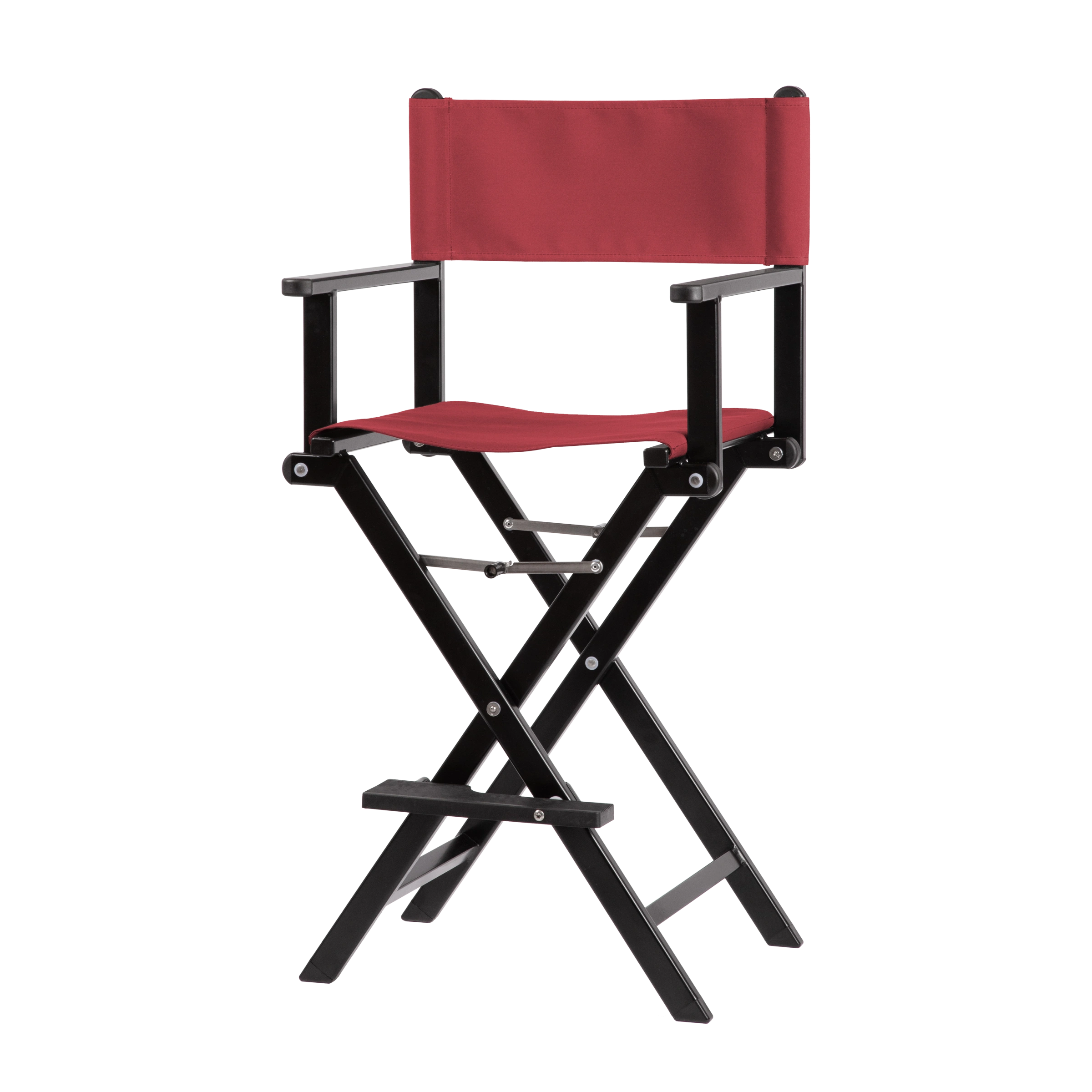 Regiestuhl Kelly aus schwarzem Aluminium mit rotem Bezug, Seitenansicht
#Alu | Set (Farbe)_rot