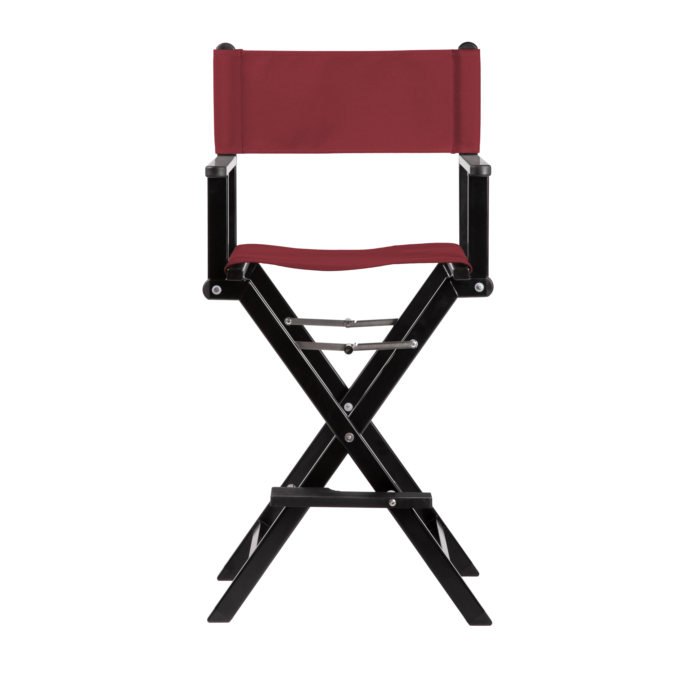 Regiestuhl Kelly aus schwarzem Aluminium mit Bezug in bordeaux, Frontalansicht
#Alu | Set (Farbe)_bordeaux