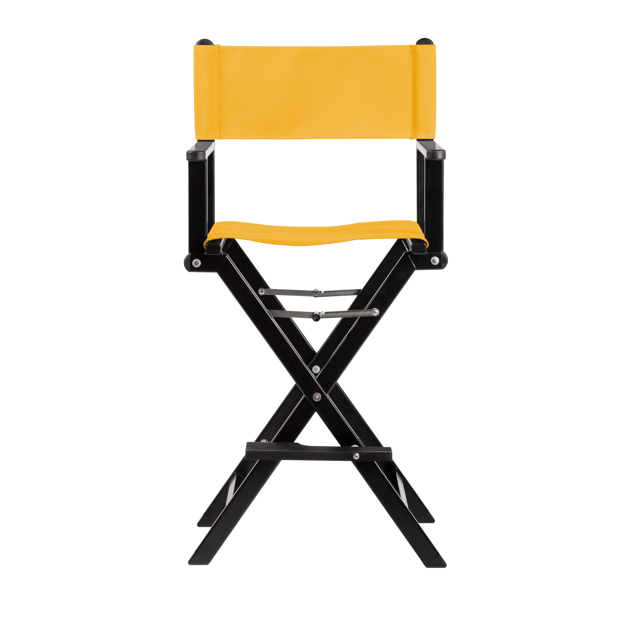 Regiestuhl Kelly aus schwarzem Aluminium mit gelbem Bezug, Frontalansicht
#Alu | Set (Farbe)_gelb