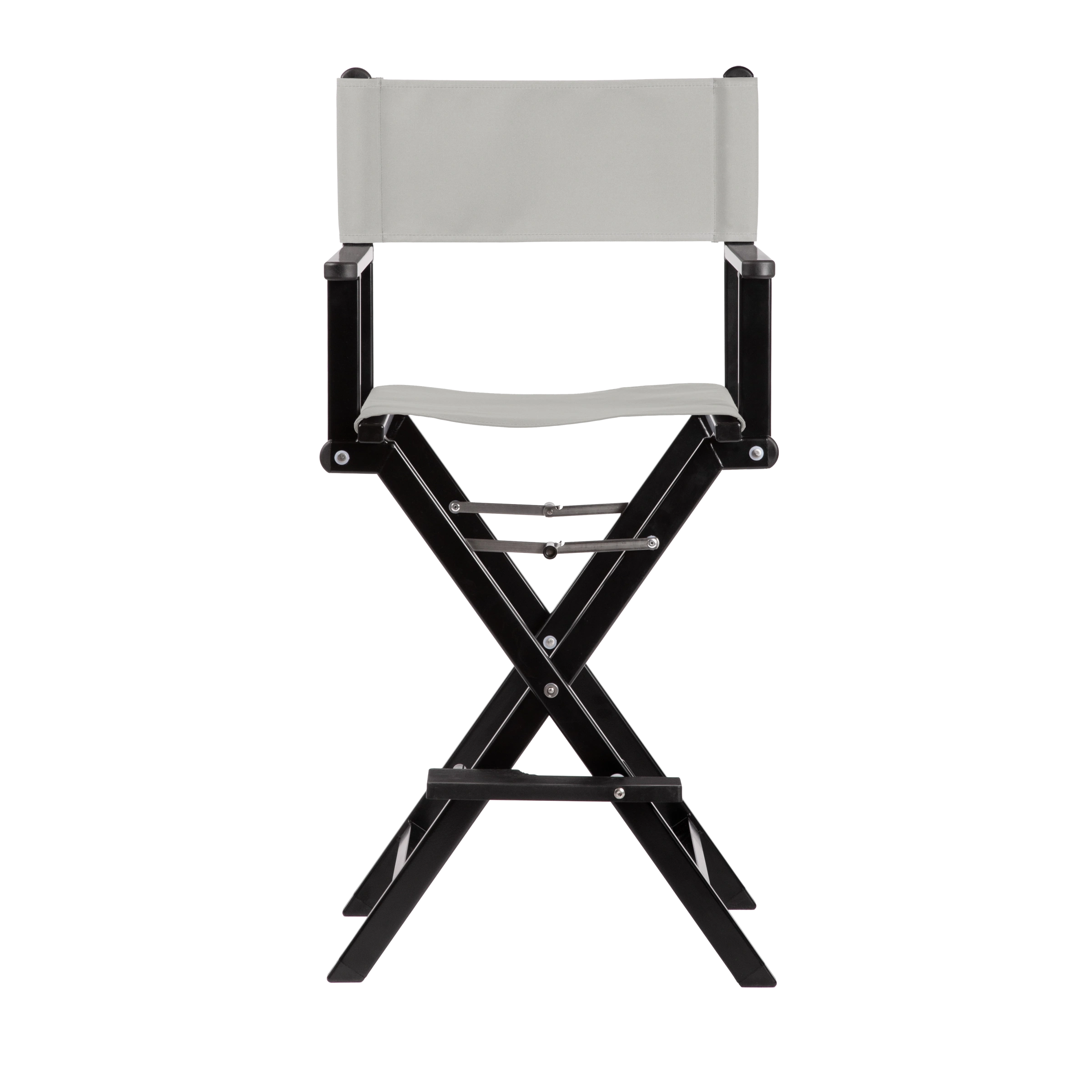 Regiestuhl Kelly aus schwarzem Aluminium mit hellgrauem Bezug, Frontalansicht
#Alu | Set (Farbe)_hellgrau