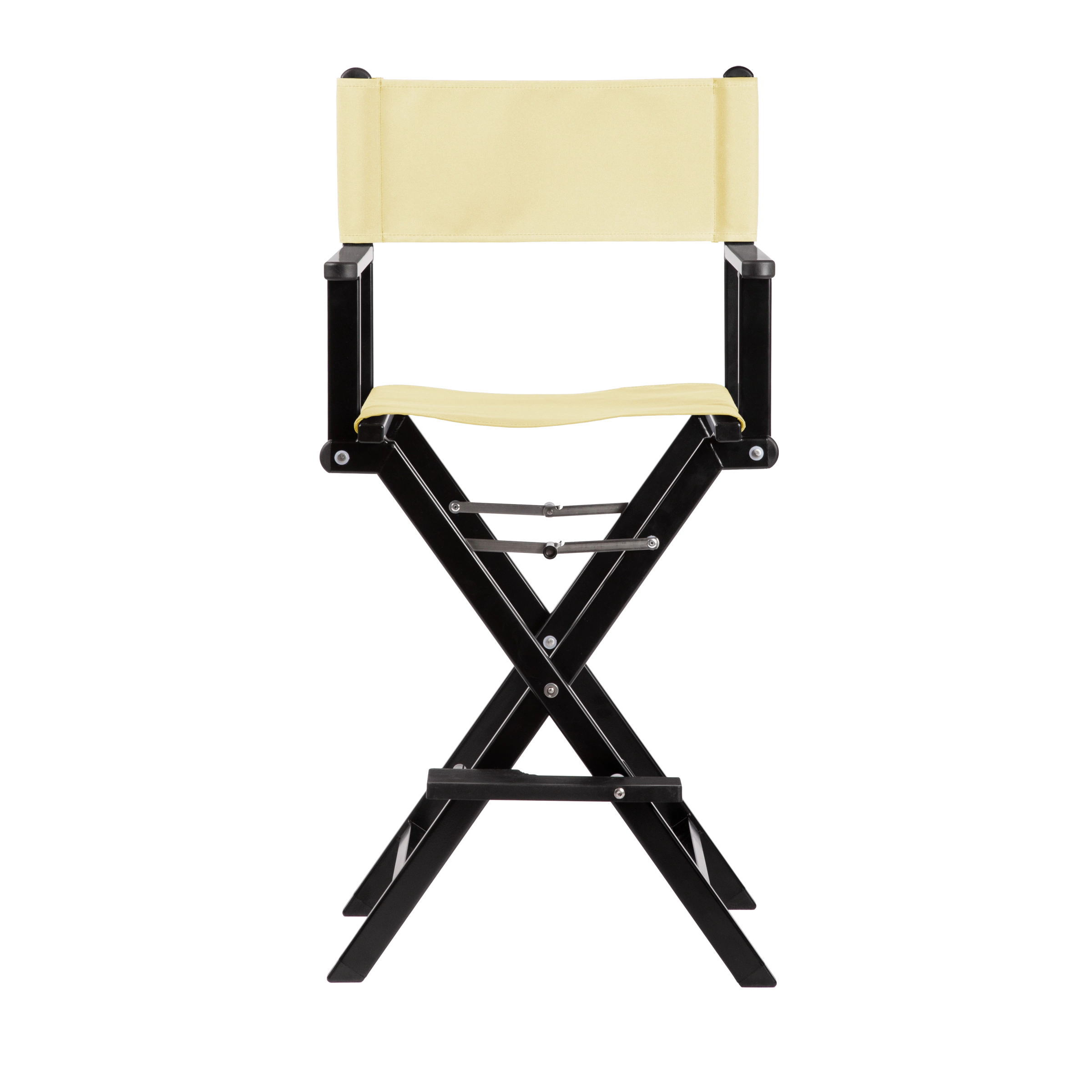 Regiestuhl Kelly aus schwarzem Aluminium mit Bezug in vanille, Frontalansicht
#Alu | Set (Farbe)_vanille