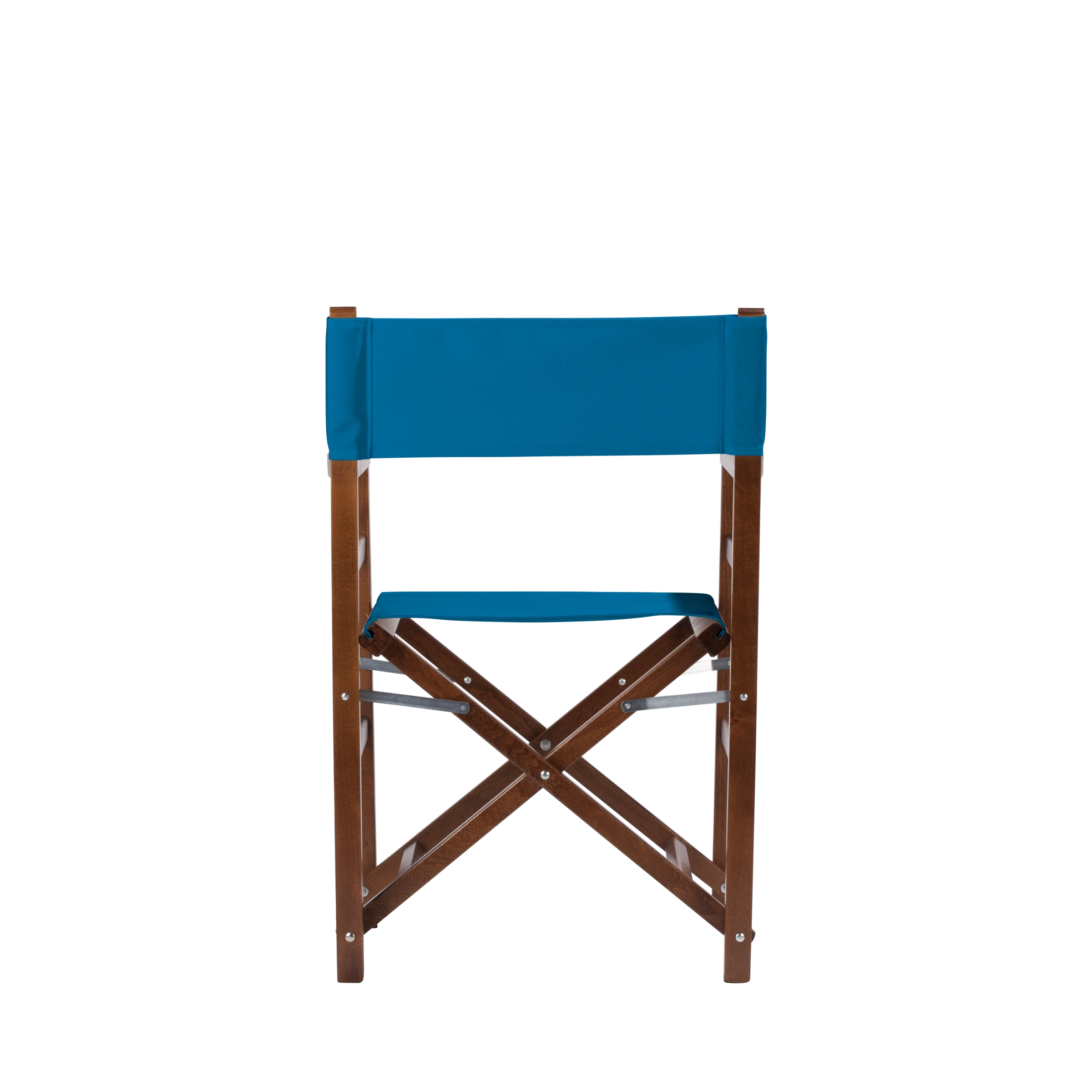 Regiestuhl Oscar aus braunem Buchenholz mit blauem Bezug, Rückansicht
#Classic | Set (Farbe)_blau