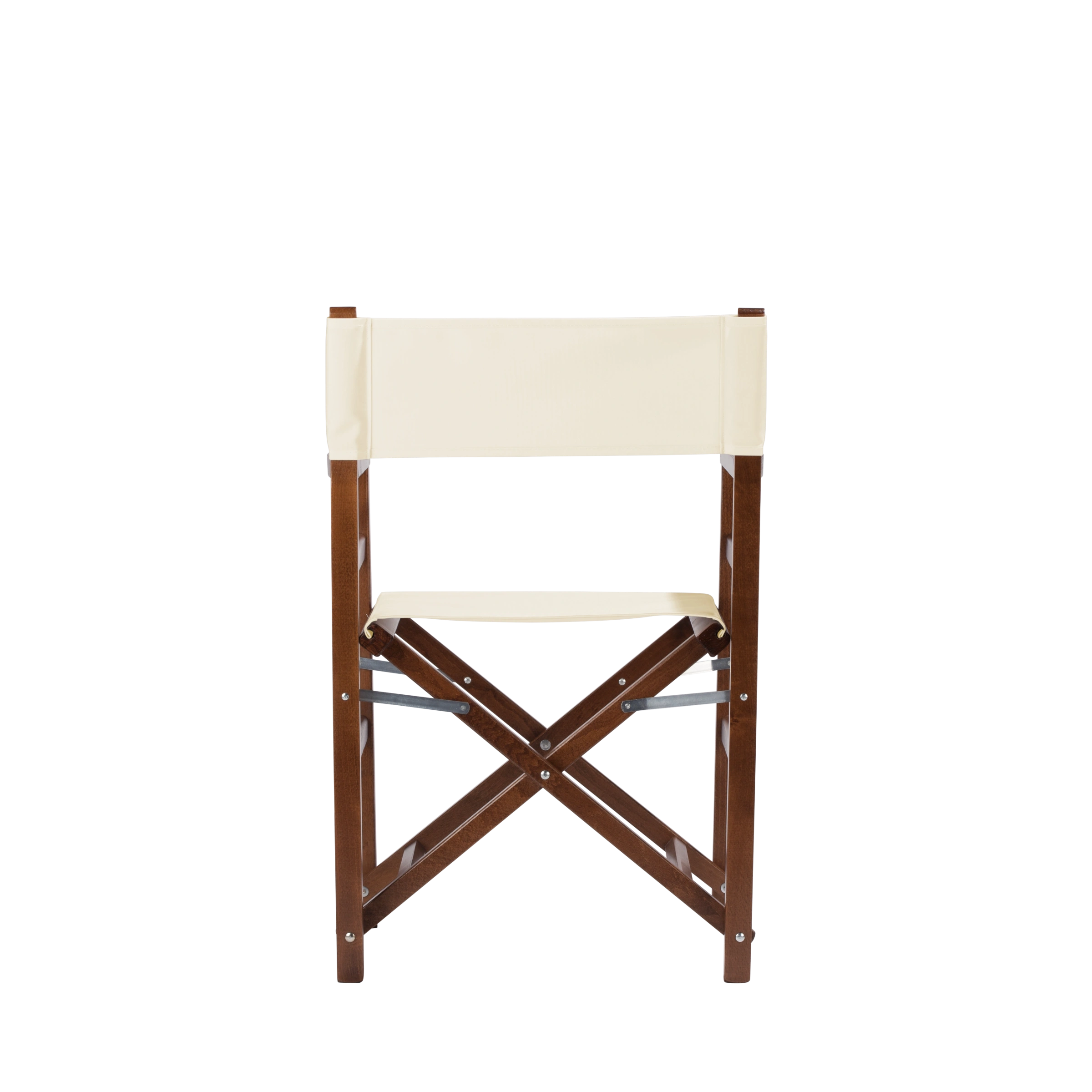 Regiestuhl Oscar aus braunem Buchenholz mit naturfarbenem Bezug, Rückansicht
#Classic | Set (Farbe)_natur