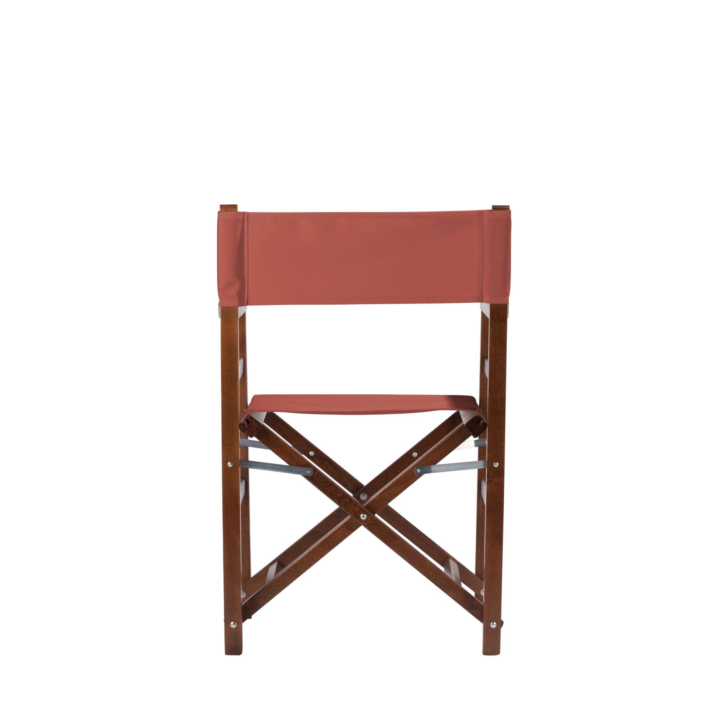 Regiestuhl Oscar aus braunem Buchenholz mit Bezug in terracotta, Rückansicht
#Classic | Set (Farbe)_terracotta