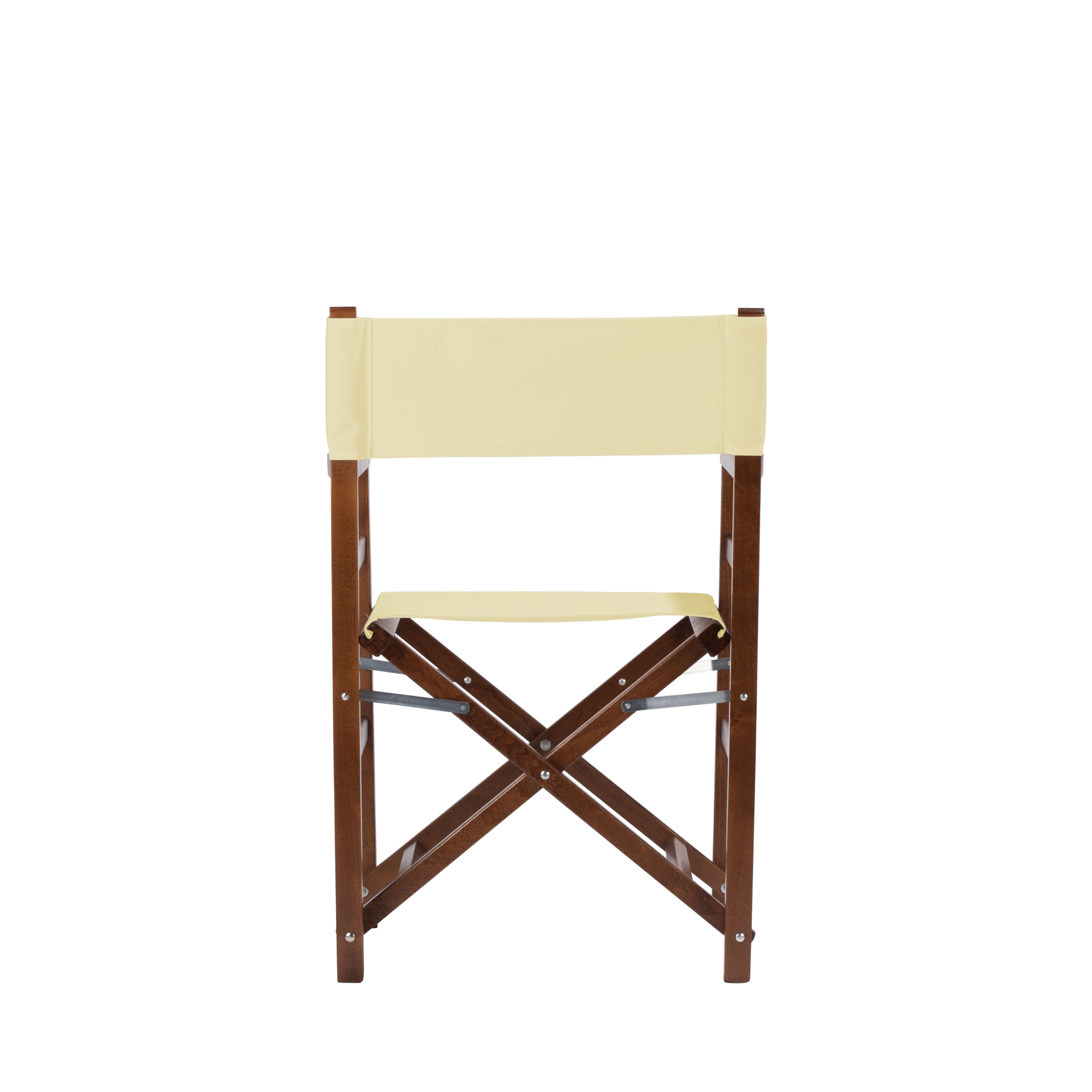 Regiestuhl Oscar aus braunem Buchenholz mit Bezug in vanille, Rückansicht
#Classic | Set (Farbe)_vanille