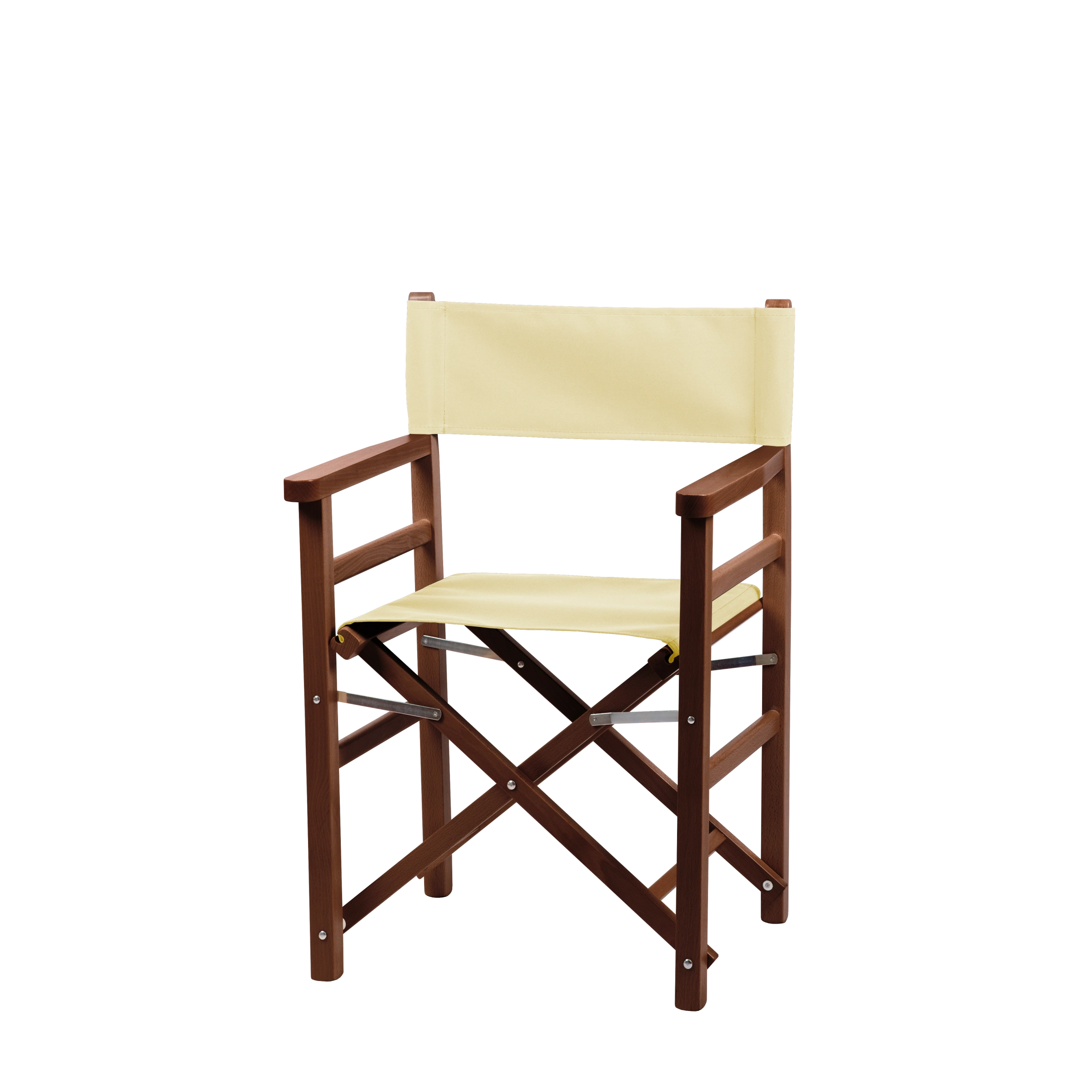 Regiestuhl Oscar aus braunem Buchenholz mit Bezug in vanille, Seitenansicht
#Classic | Set (Farbe)_vanille