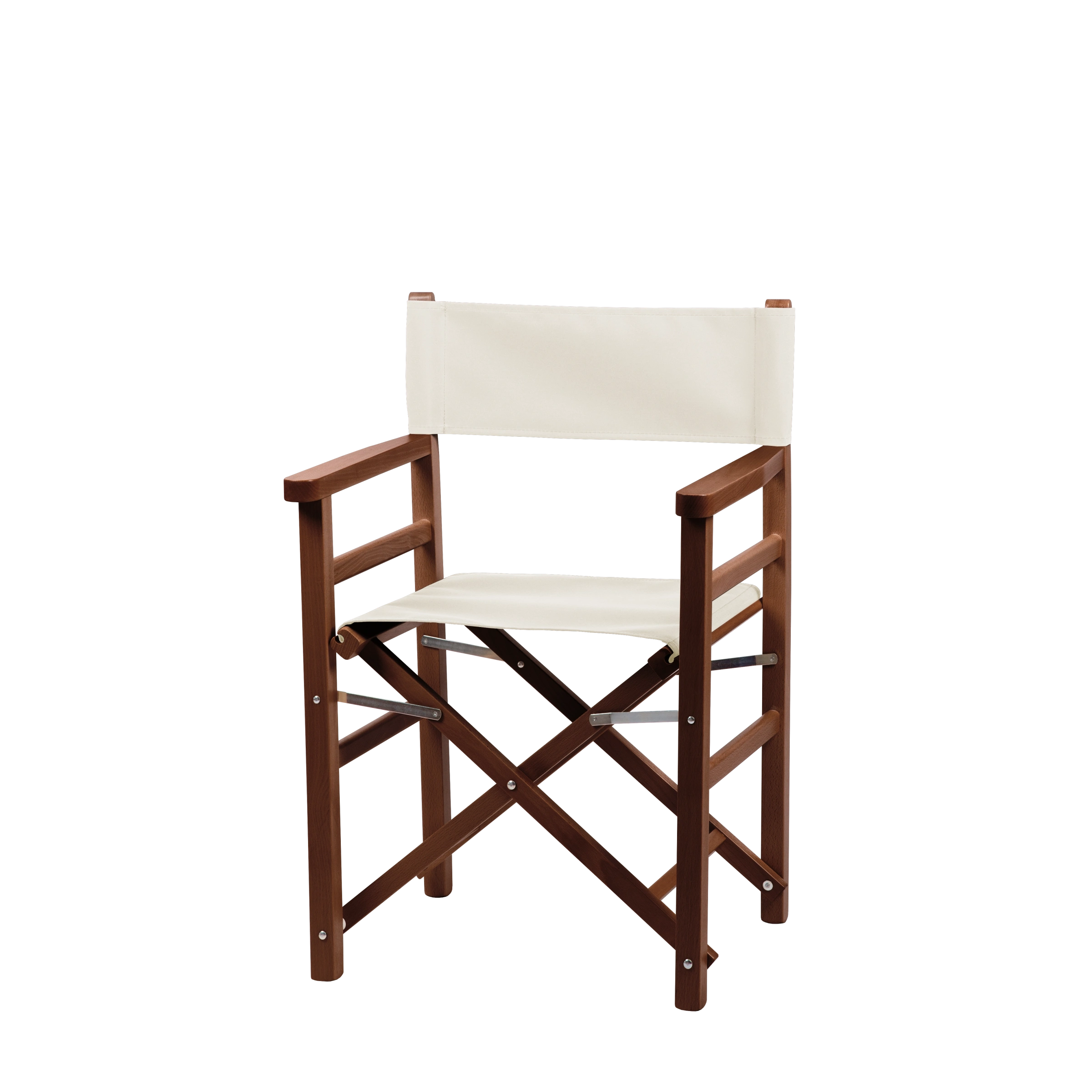 Regiestuhl Oscar aus braunem Buchenholz mit weißem Bezug, Seitenansicht
#Classic | Set (Farbe)_weiß