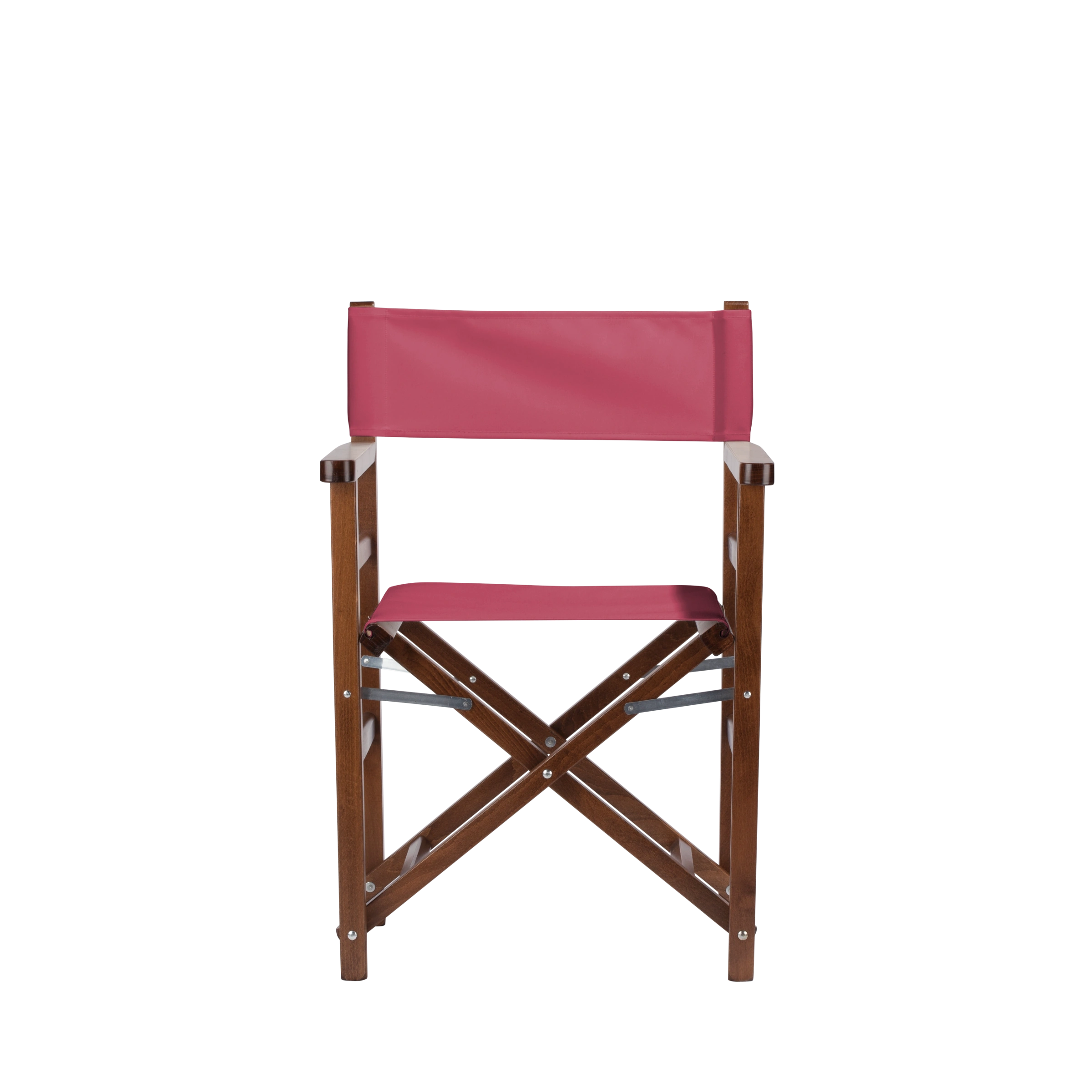 Regiestuhl Oscar aus braunem Buchenholz mit Bezug in fuchsia, Frontalansicht
#Classic | Set (Farbe)_fuchsia