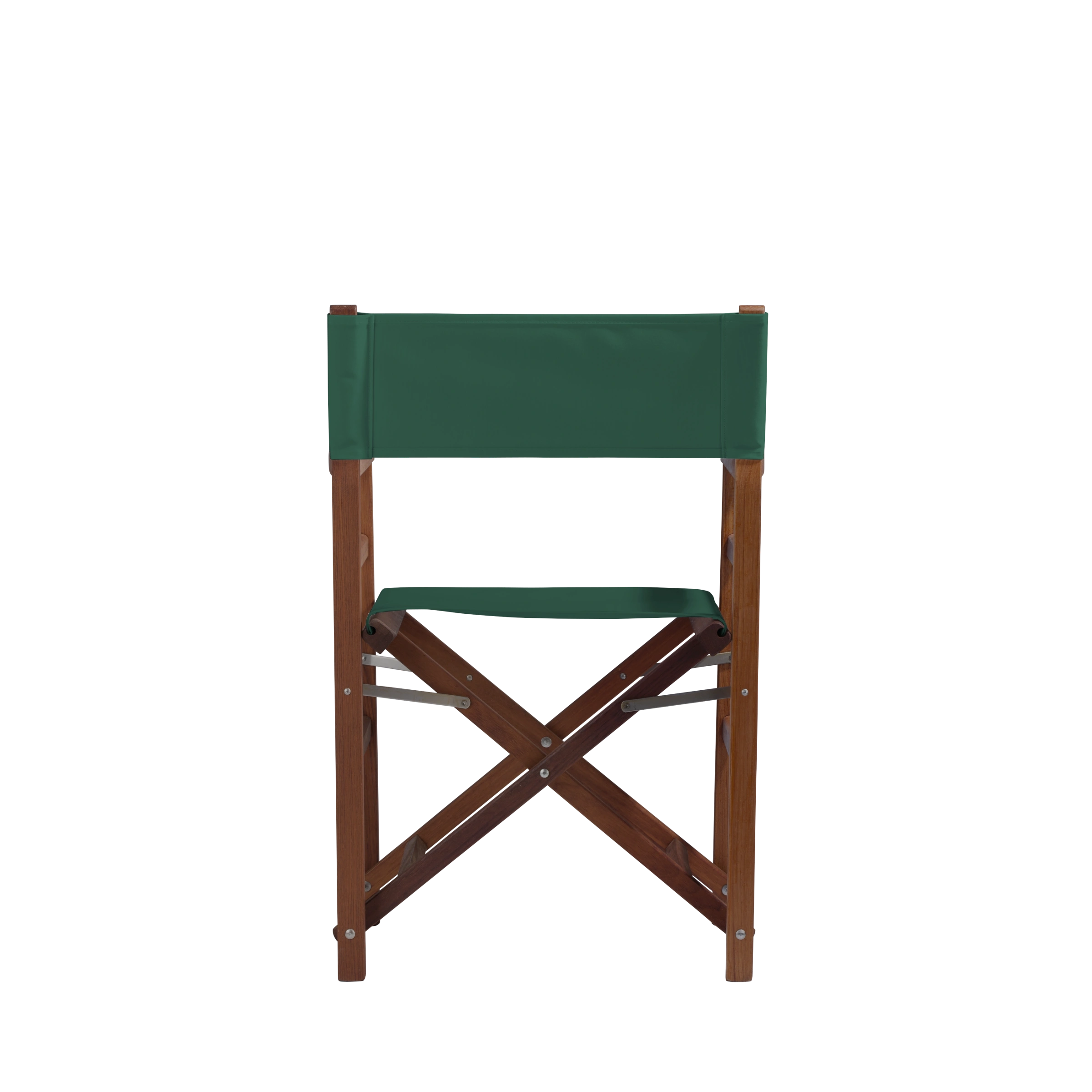 Regiestuhl Oscar aus Iroko-Holz Buchenholz mit dunkelgrünem Bezug, Rückansicht
#Classic | Set (Farbe)_dunkelgrün