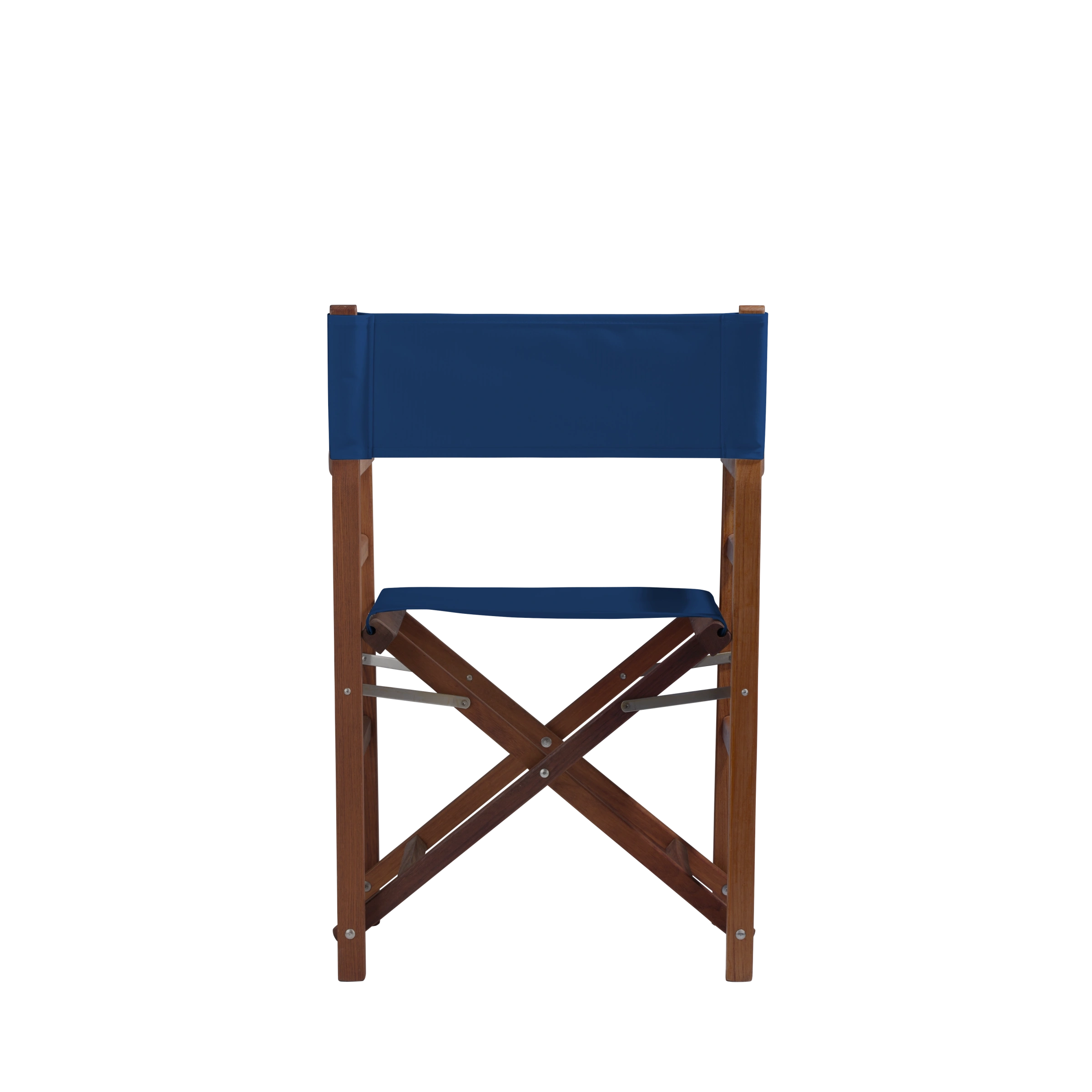 Regiestuhl Oscar aus Iroko-Holz Buchenholz mit Bezug in marine, Rückansicht
#Classic | Set (Farbe)_marine