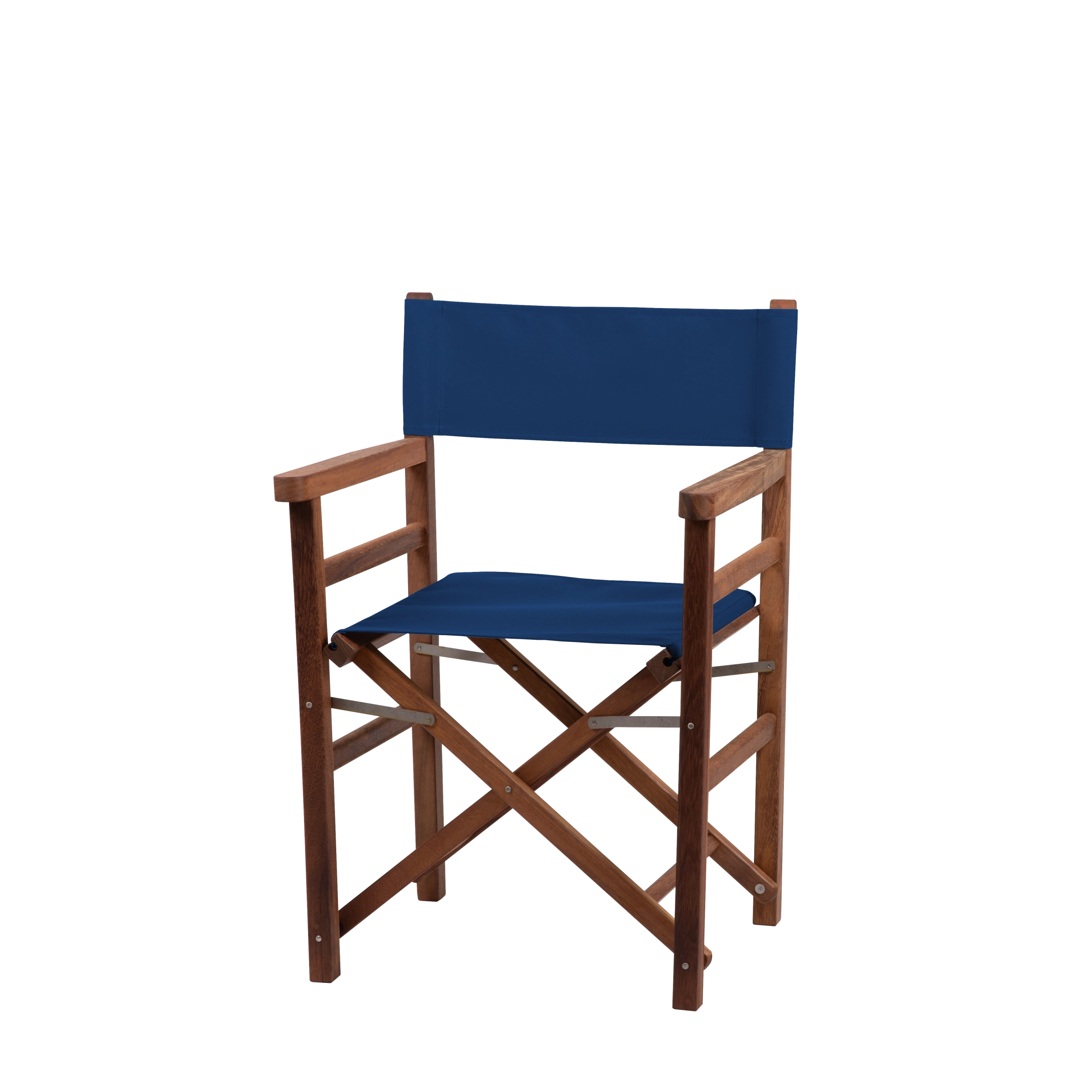 Regiestuhl Oscar aus Iroko-Holz Buchenholz mit Bezug in marine, Seitenansicht
#Classic | Set (Farbe)_marine