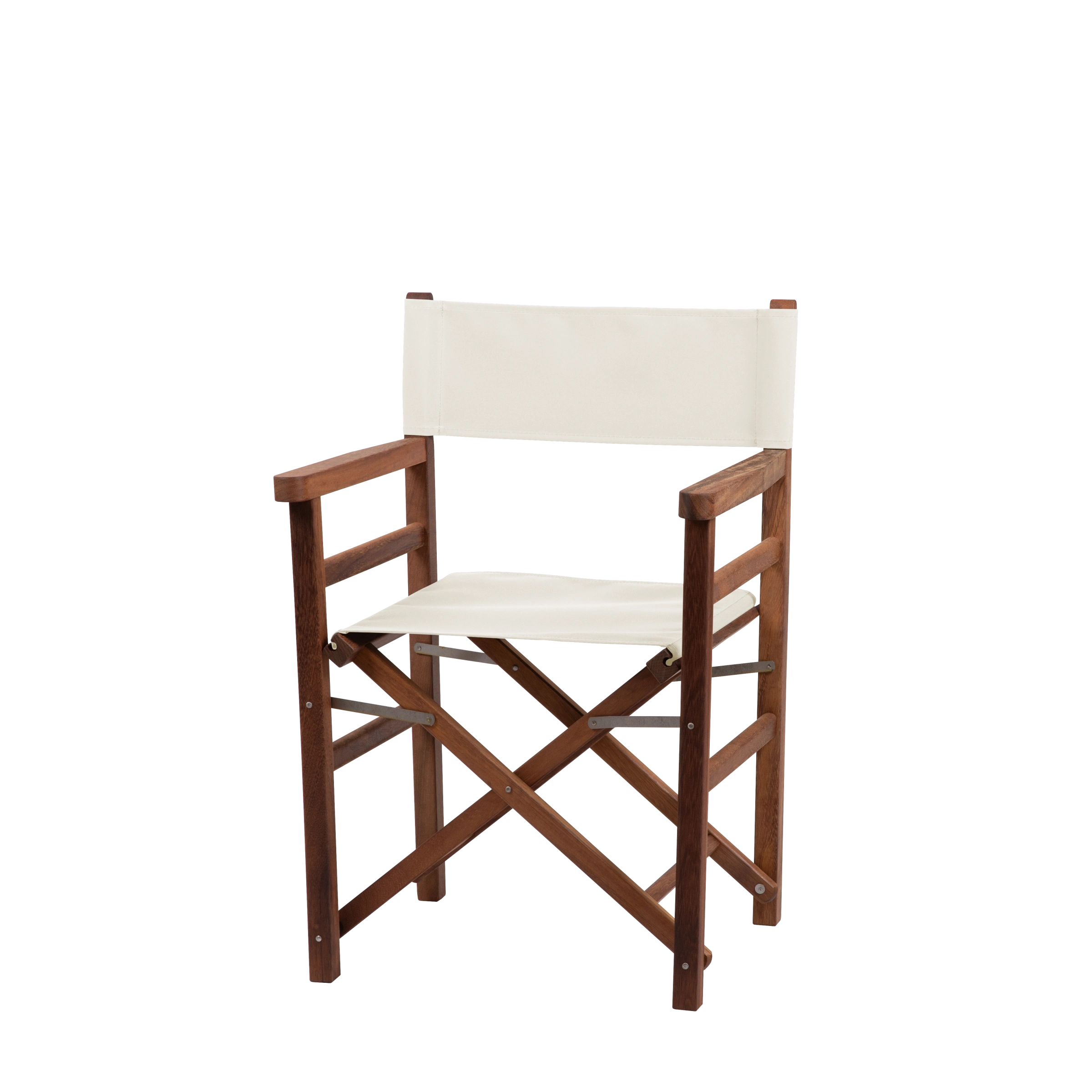 Regiestuhl Oscar aus Iroko-Holz Buchenholz mit weißem Bezug, Seitenansicht
#Classic | Set (Farbe)_weiß