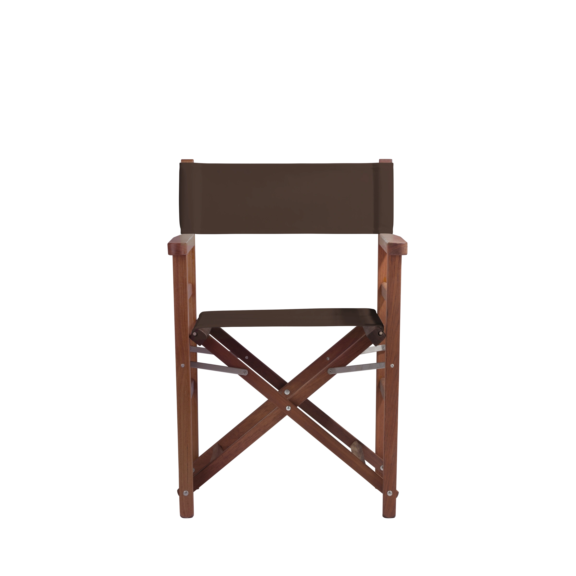 Regiestuhl Oscar aus Iroko-Holz Buchenholz mit Bezug in caffé, Frontalansicht
#Classic | Set (Farbe)_caffè