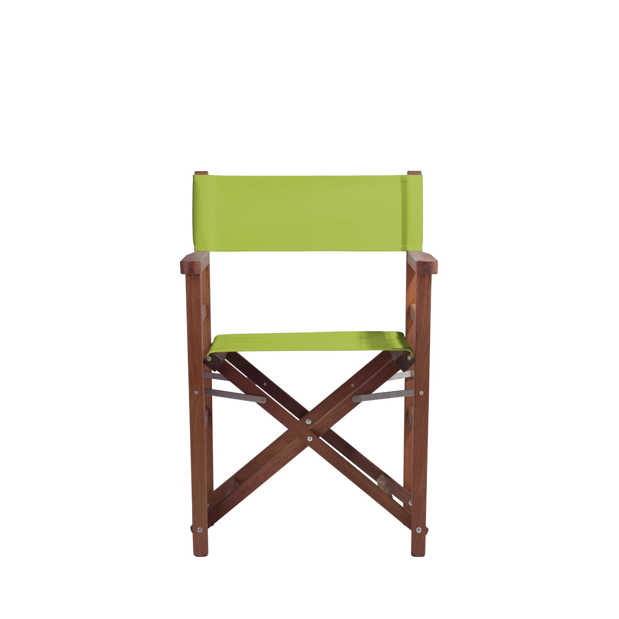 Regiestuhl Oscar aus Iroko-Holz Buchenholz mit hellgrünem Bezug, Frontalansicht
#Classic | Set (Farbe)_hellgrün