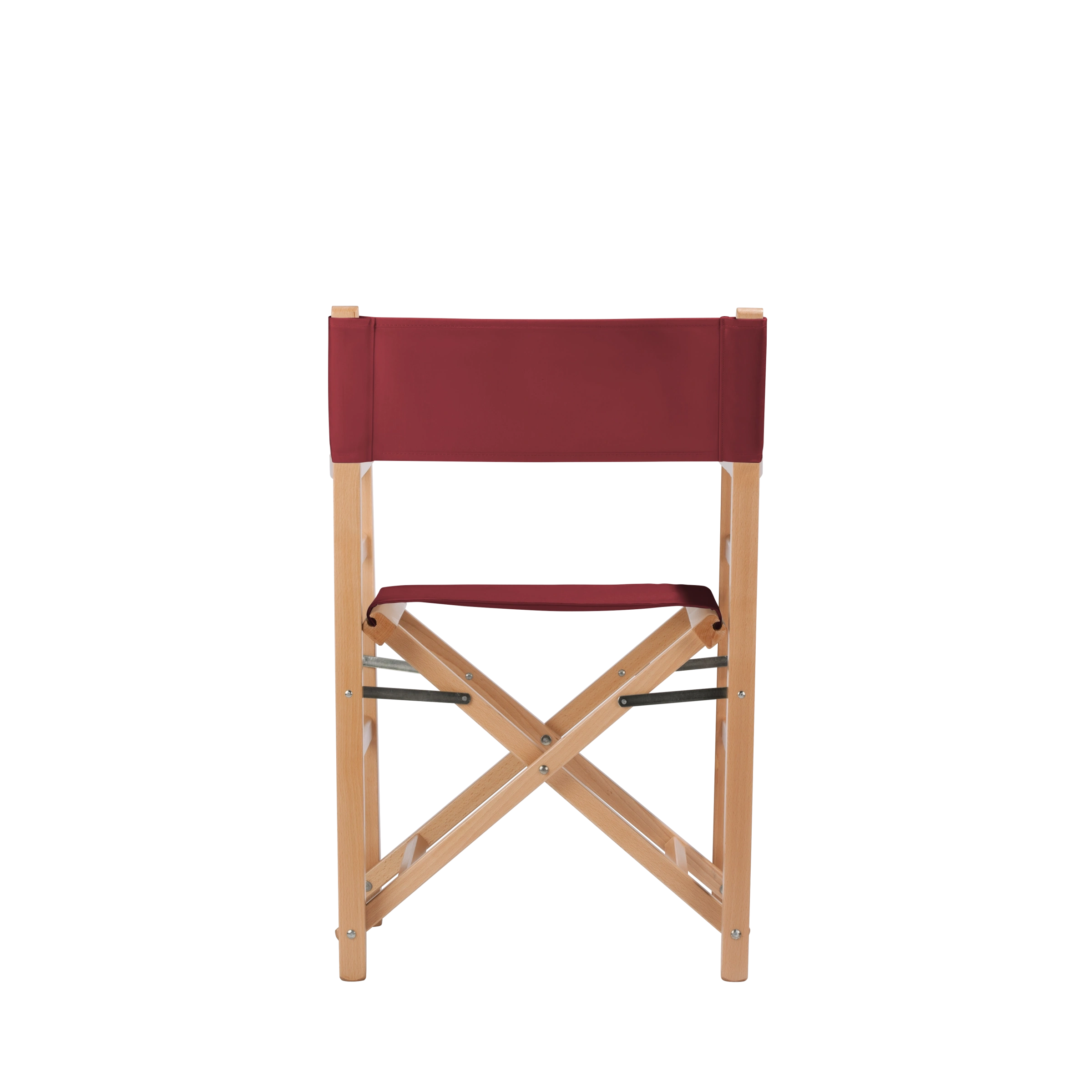 Regiestuhl Oscar aus naturfarbenem Buchenholz mit Bezug in bordeaux, Rückansicht
#Classic | Set (Farbe)_bordeaux