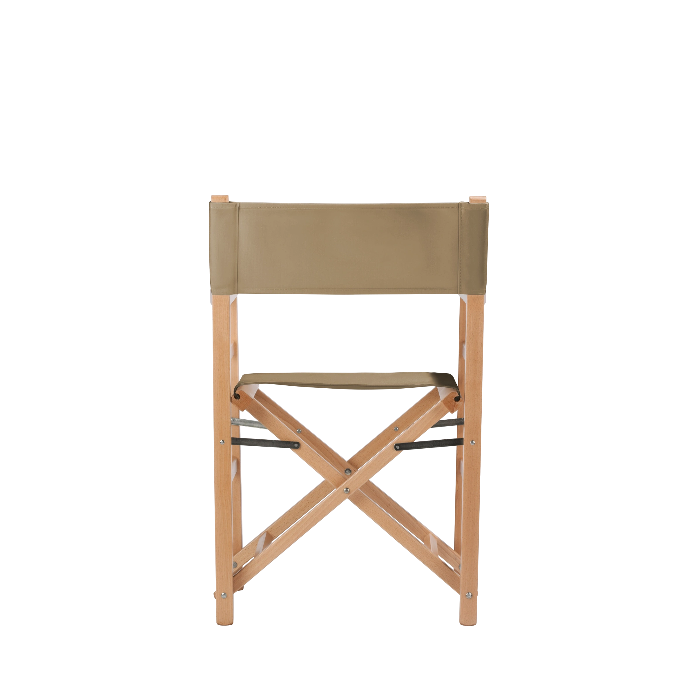 Regiestuhl Oscar aus naturfarbenem Buchenholz mit Bezug in grau-beige, Rückansicht
#Classic | Set (Farbe)_grau-beige