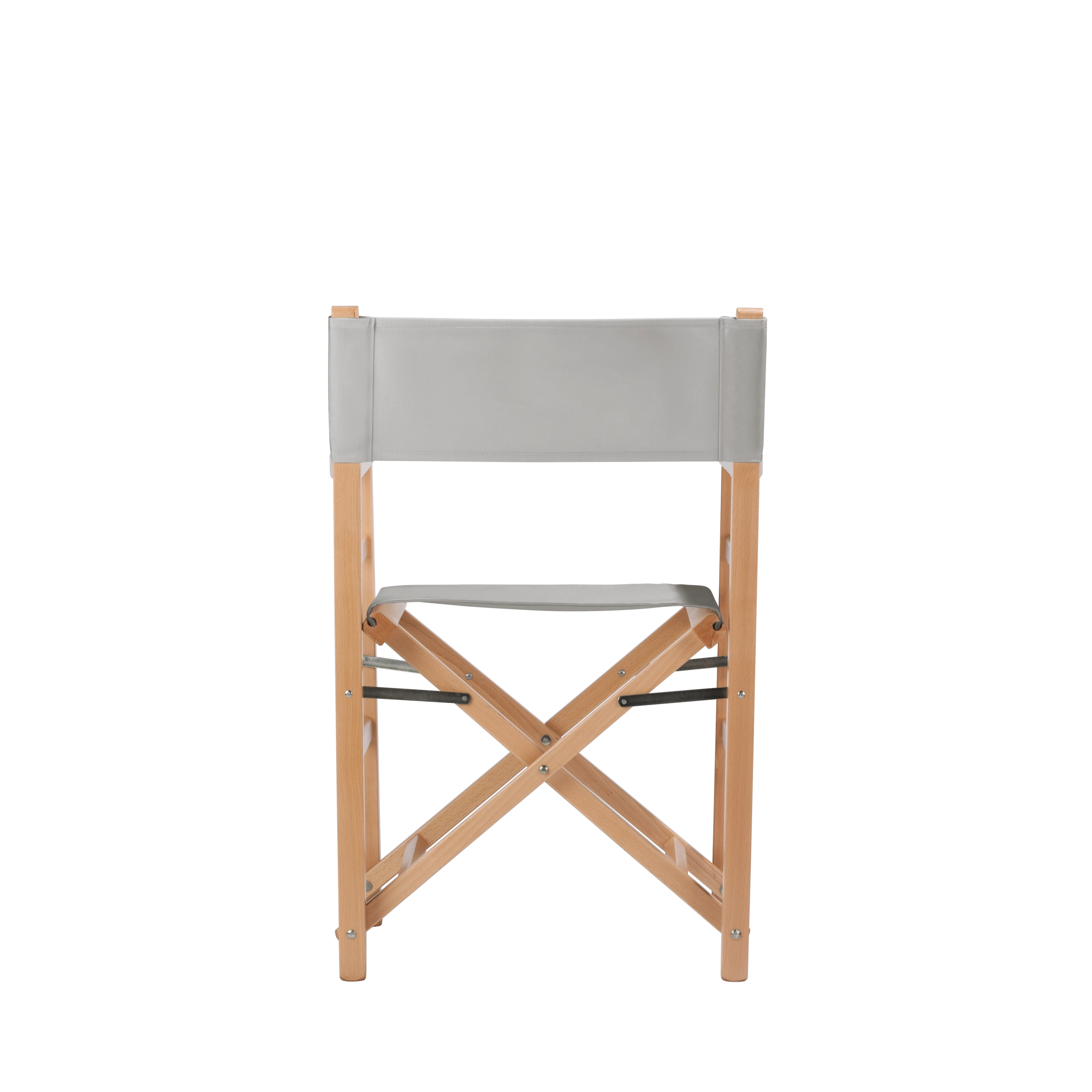Regiestuhl Oscar aus naturfarbenem Buchenholz mit hellgrauem Bezug, Rückansicht
#Classic | Set (Farbe)_hellgrau