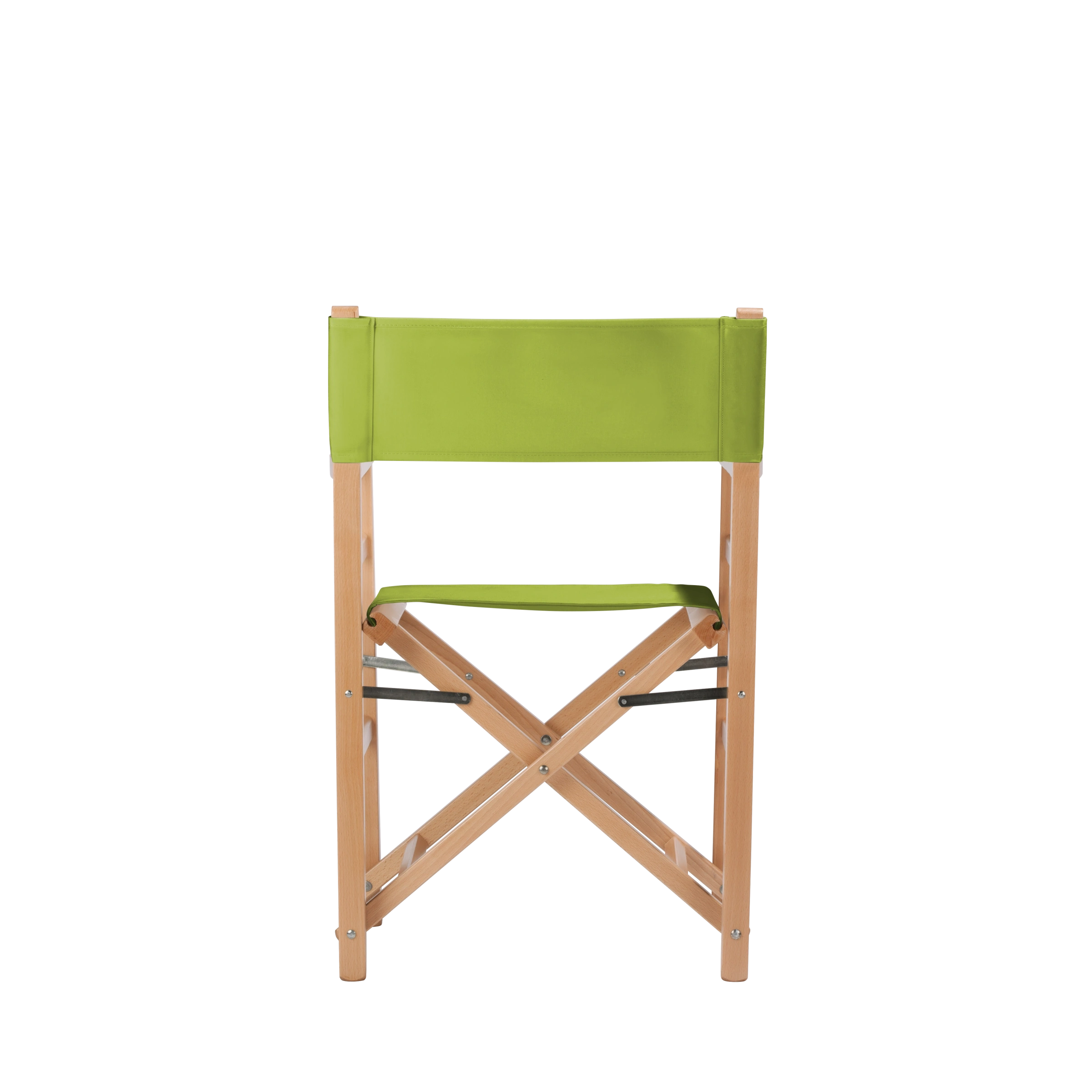 Regiestuhl Oscar aus naturfarbenem Buchenholz mit hellgrünem Bezug, Rückansicht
#Classic | Set (Farbe)_hellgrün