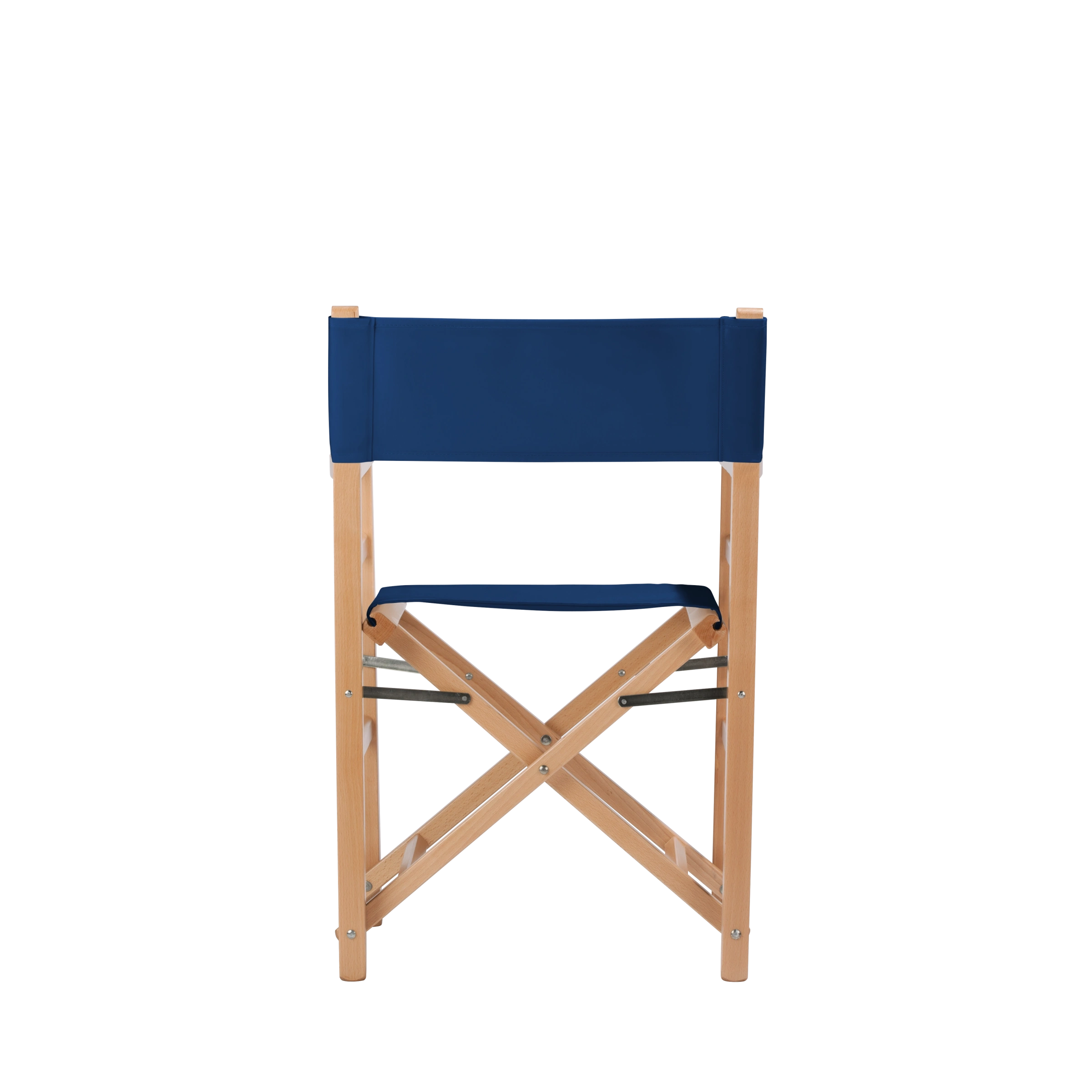 Regiestuhl Oscar aus naturfarbenem Buchenholz mit Bezug in marine, Rückansicht
#Classic | Set (Farbe)_marine