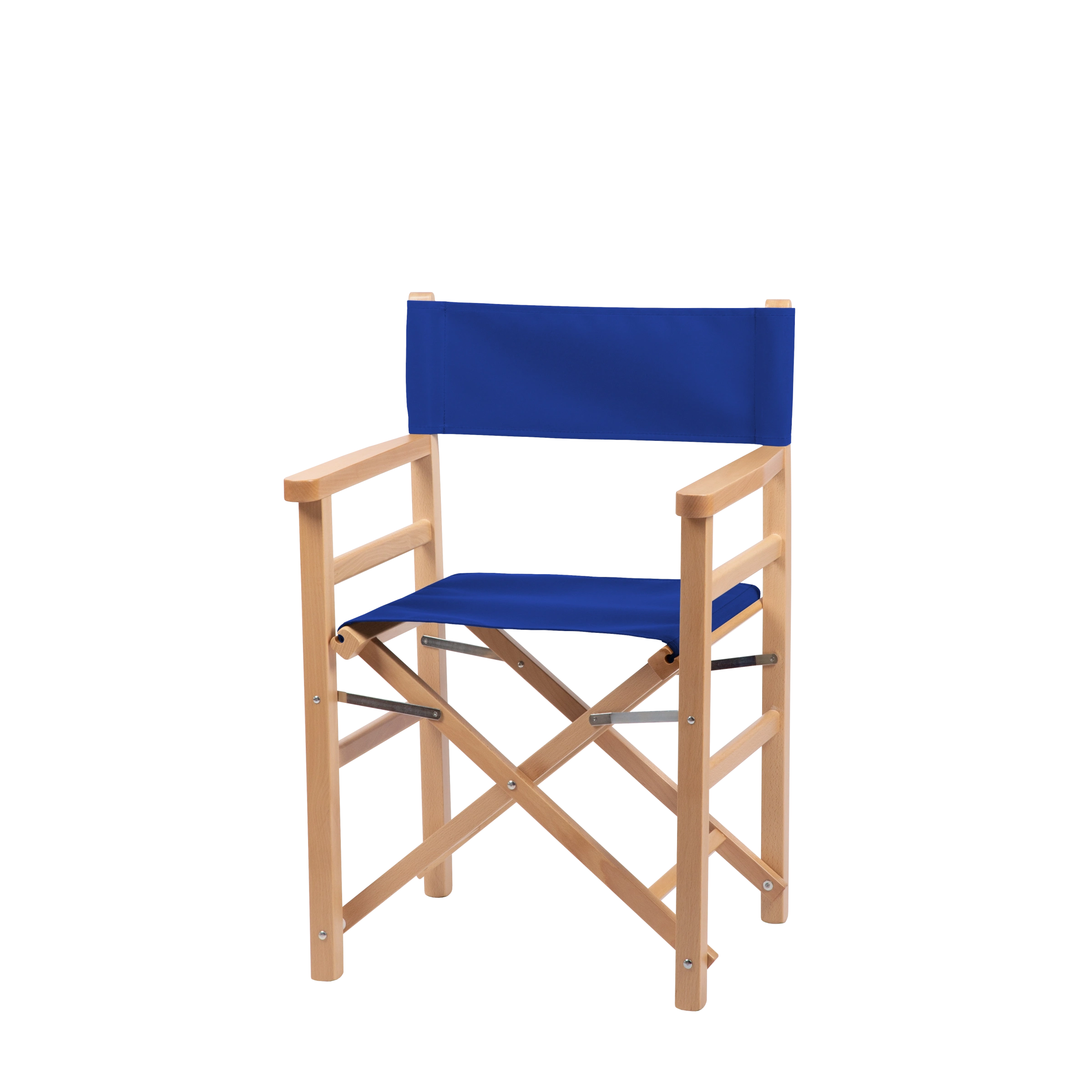 Regiestuhl Oscar aus naturfarbenem Buchenholz mit dunkelblauem Bezug, Seitenansicht
#Classic | Set (Farbe)_dunkelblau