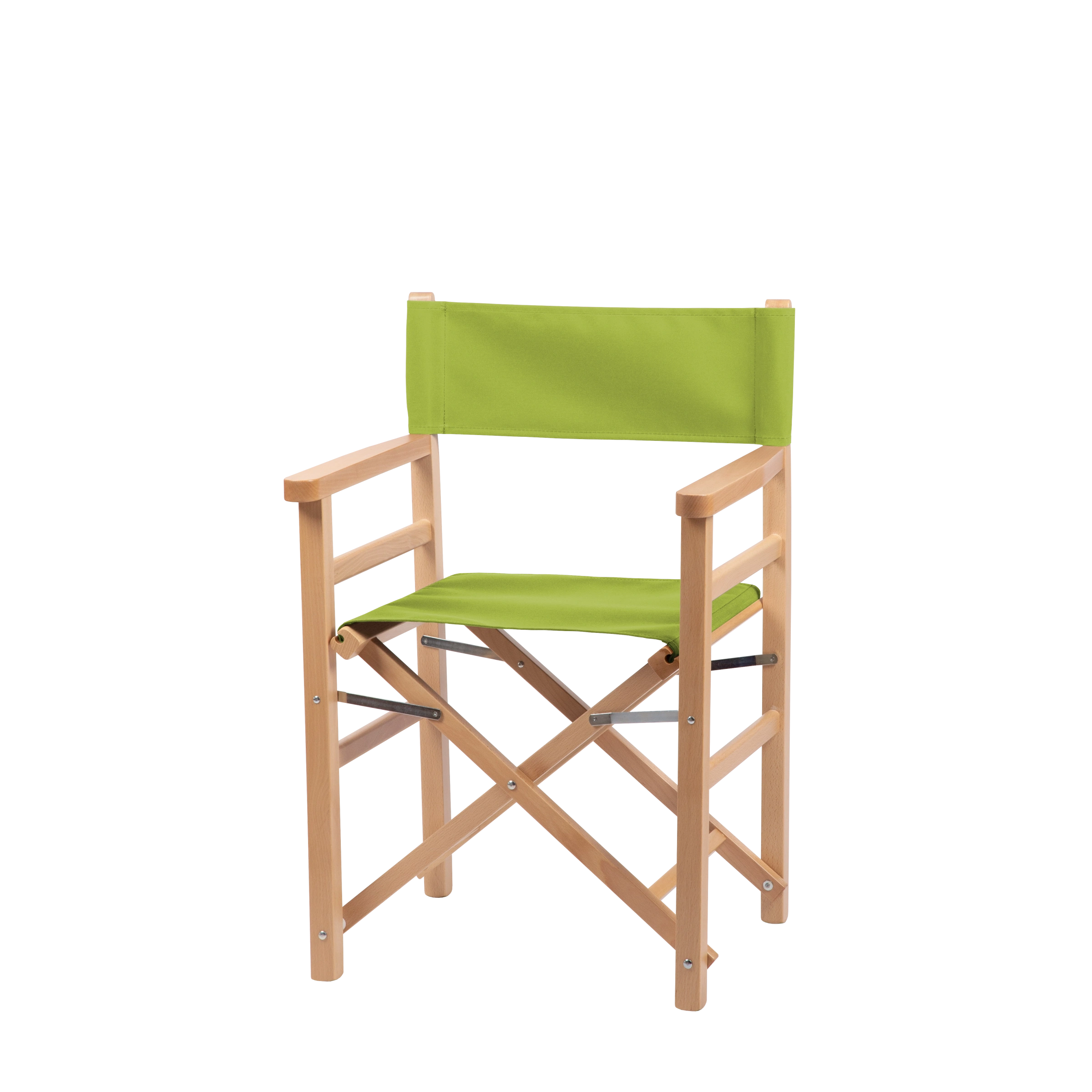 Regiestuhl Oscar aus naturfarbenem Buchenholz mit hellgrünem Bezug, Seitenansicht
#Classic | Set (Farbe)_hellgrün