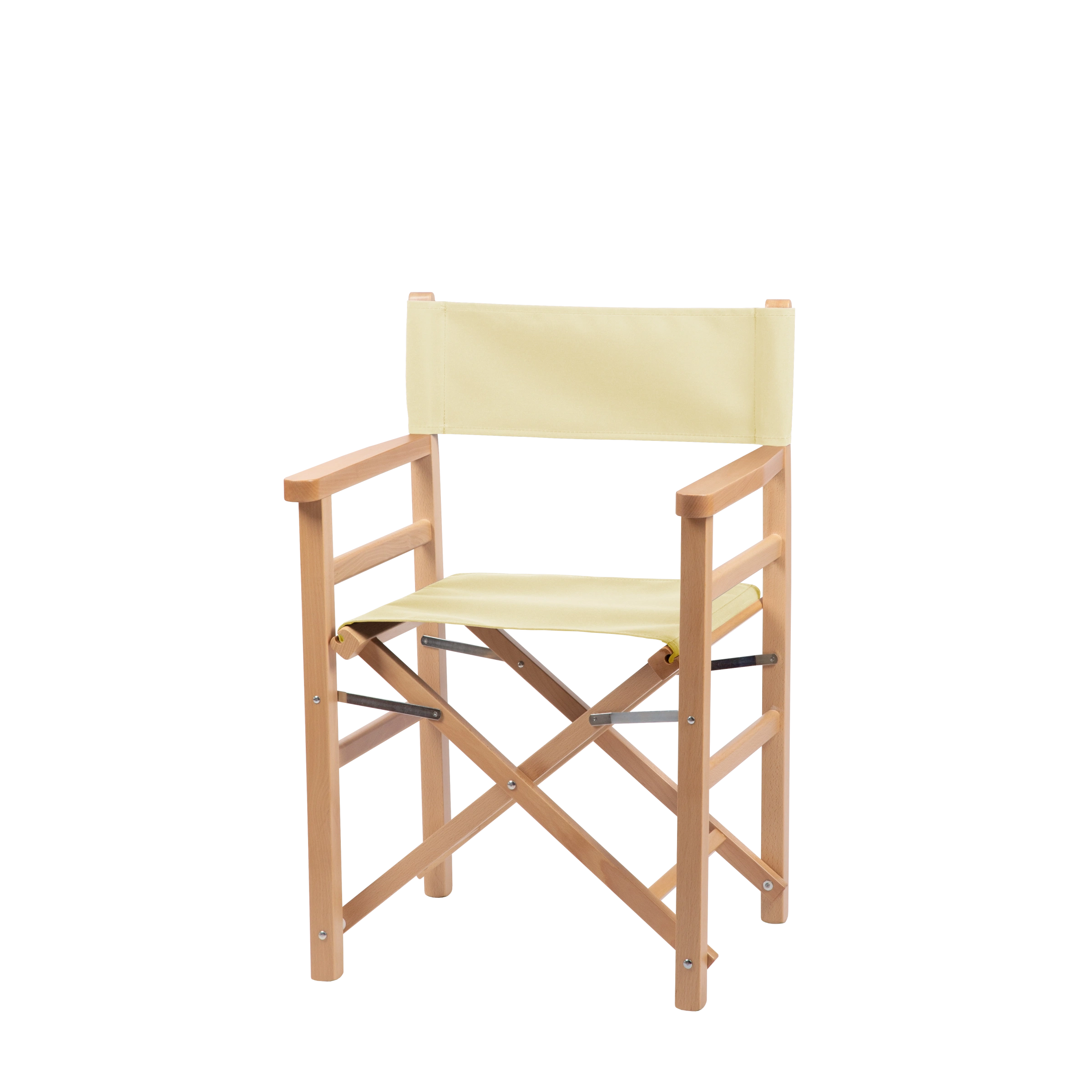 Regiestuhl Oscar aus naturfarbenem Buchenholz mit Bezug in vanille, Seitenansicht
#Classic | Set (Farbe)_vanille