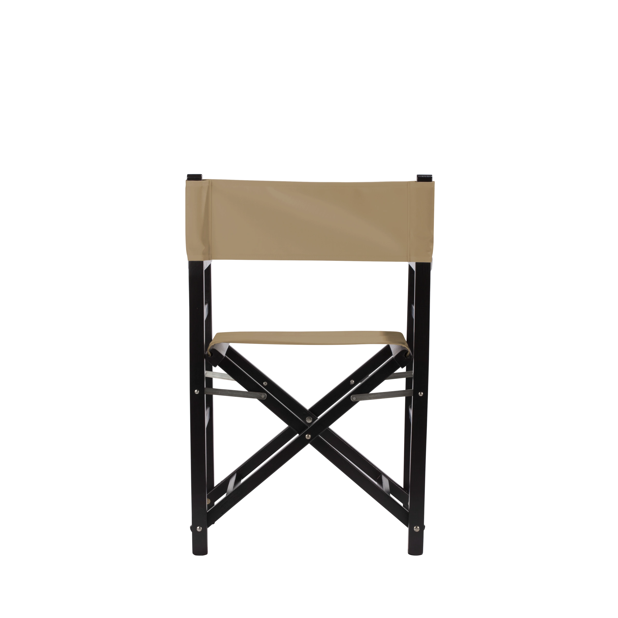 Regiestuhl Oscar aus schwarzem Buchenholz mit Bezug in grau-beige, Rückansicht
#Classic | Set (Farbe)_grau-beige