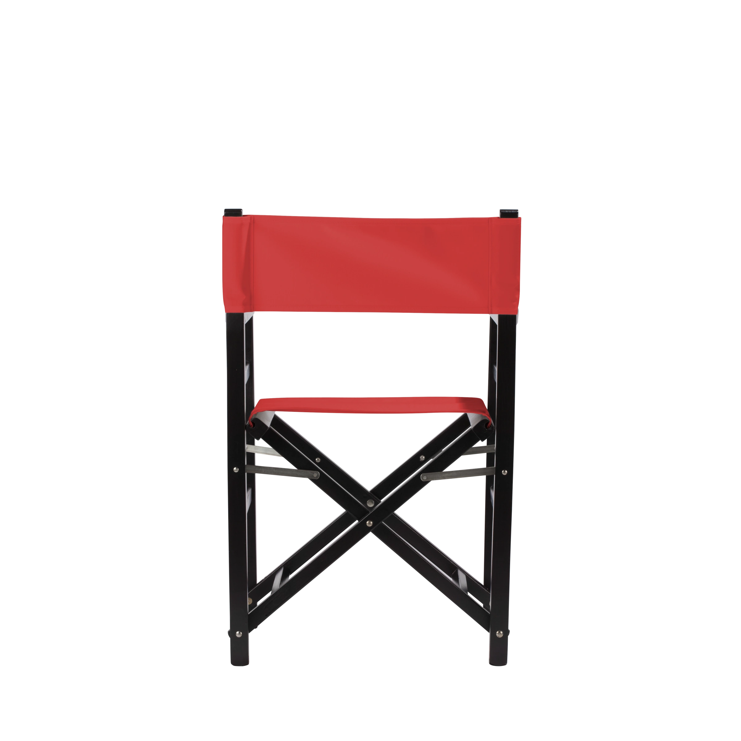 Regiestuhl Oscar aus schwarzem Buchenholz mit Bezug in rivarot, Rückansicht
#Classic | Set (Farbe)_rivarot