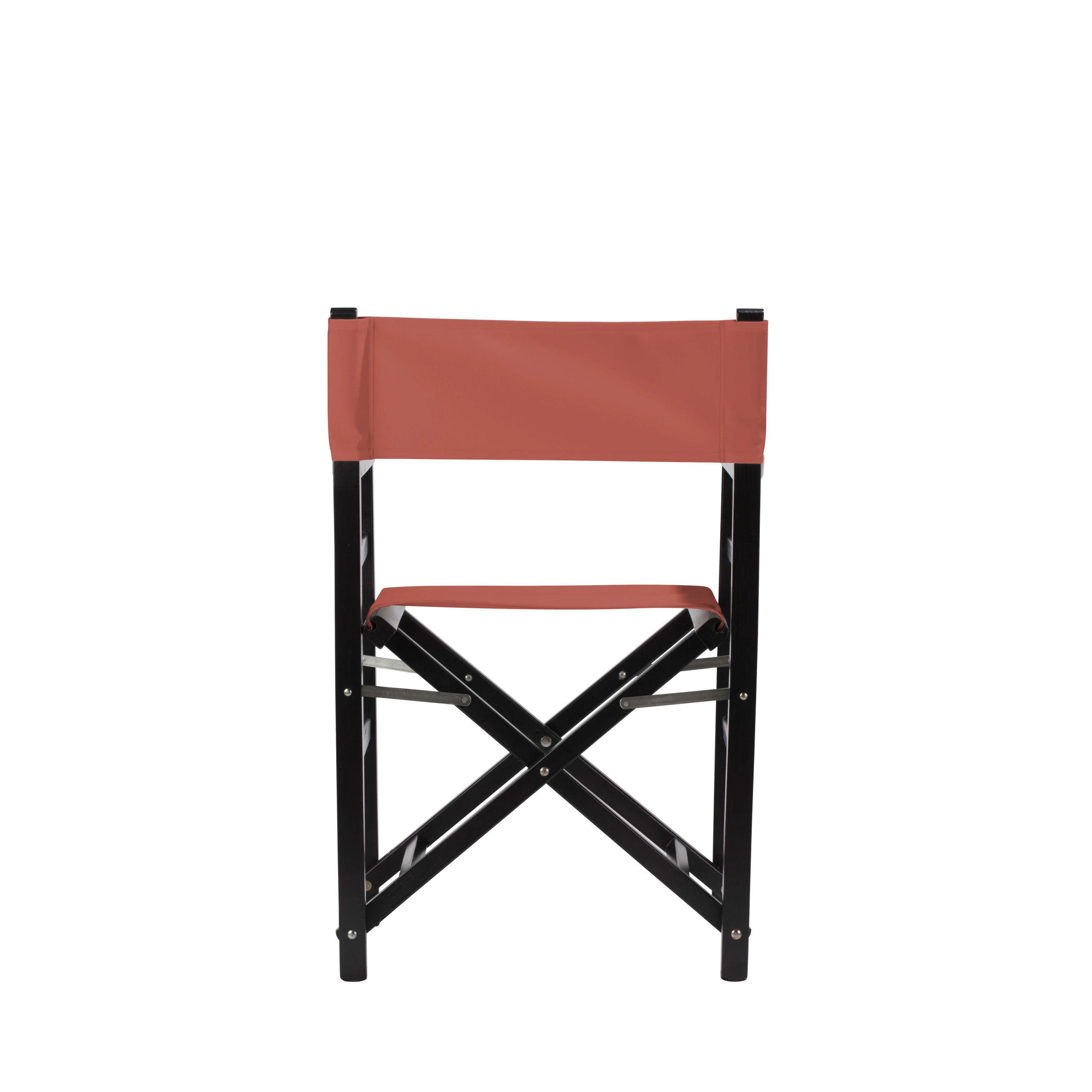 Regiestuhl Oscar aus schwarzem Buchenholz mit Bezug in terracotta, Rückansicht
#Classic | Set (Farbe)_terracotta