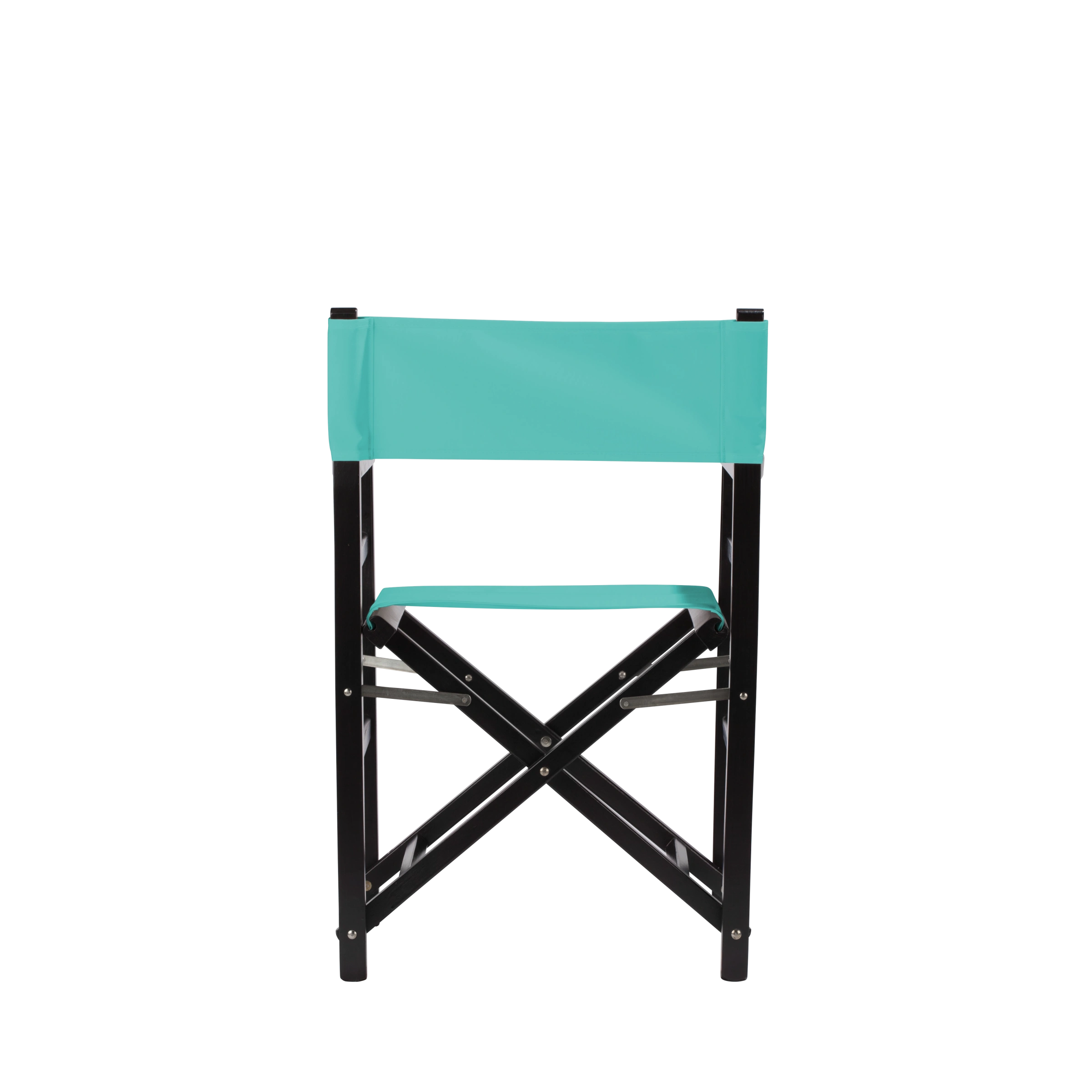 Regiestuhl Oscar aus schwarzem Buchenholz mit türkisem Bezug, Rückansicht
#Classic | Set (Farbe)_türkis