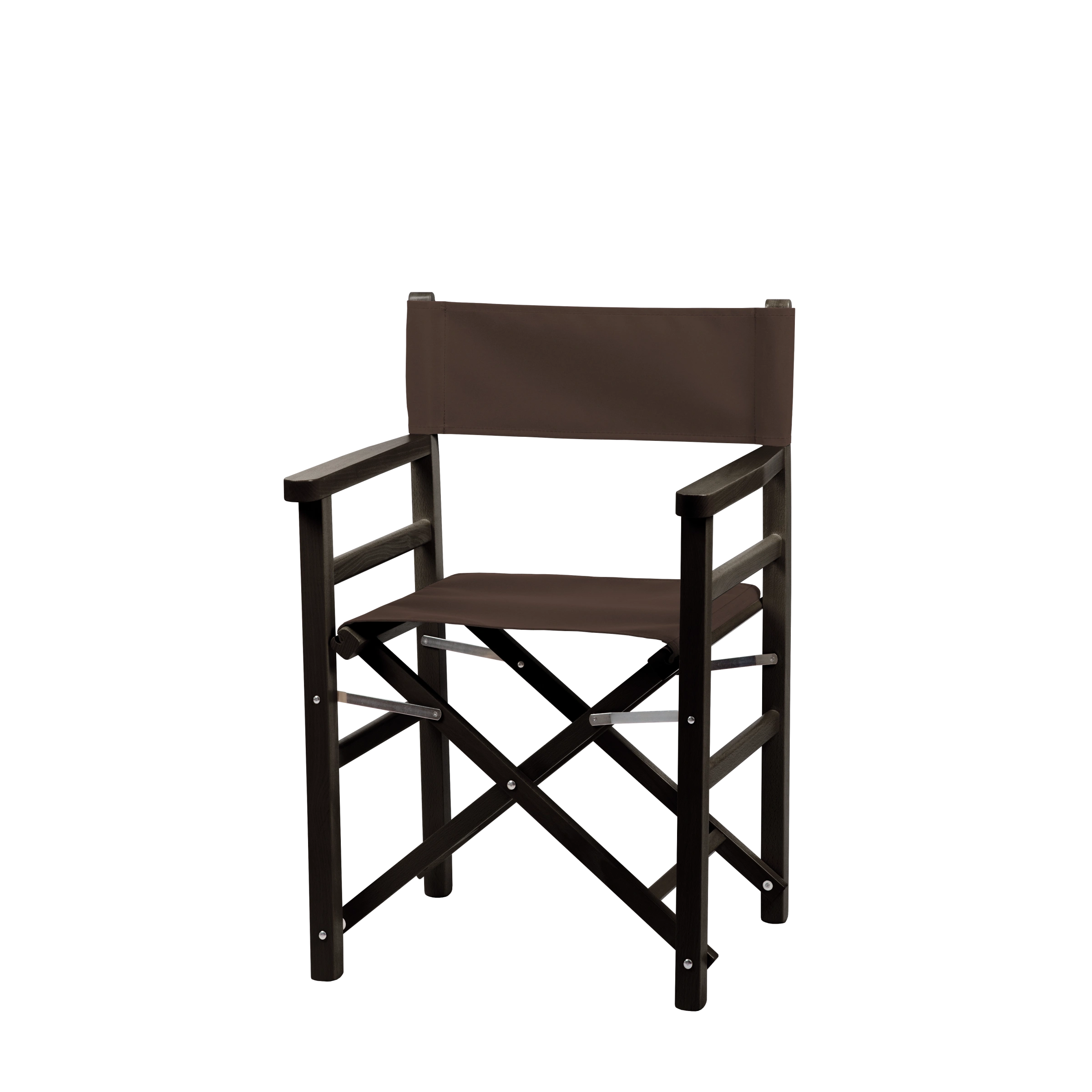 Regiestuhl Oscar aus schwarzem Buchenholz mit Bezug in caffé, Seitenansicht
#Classic | Set (Farbe)_caffé