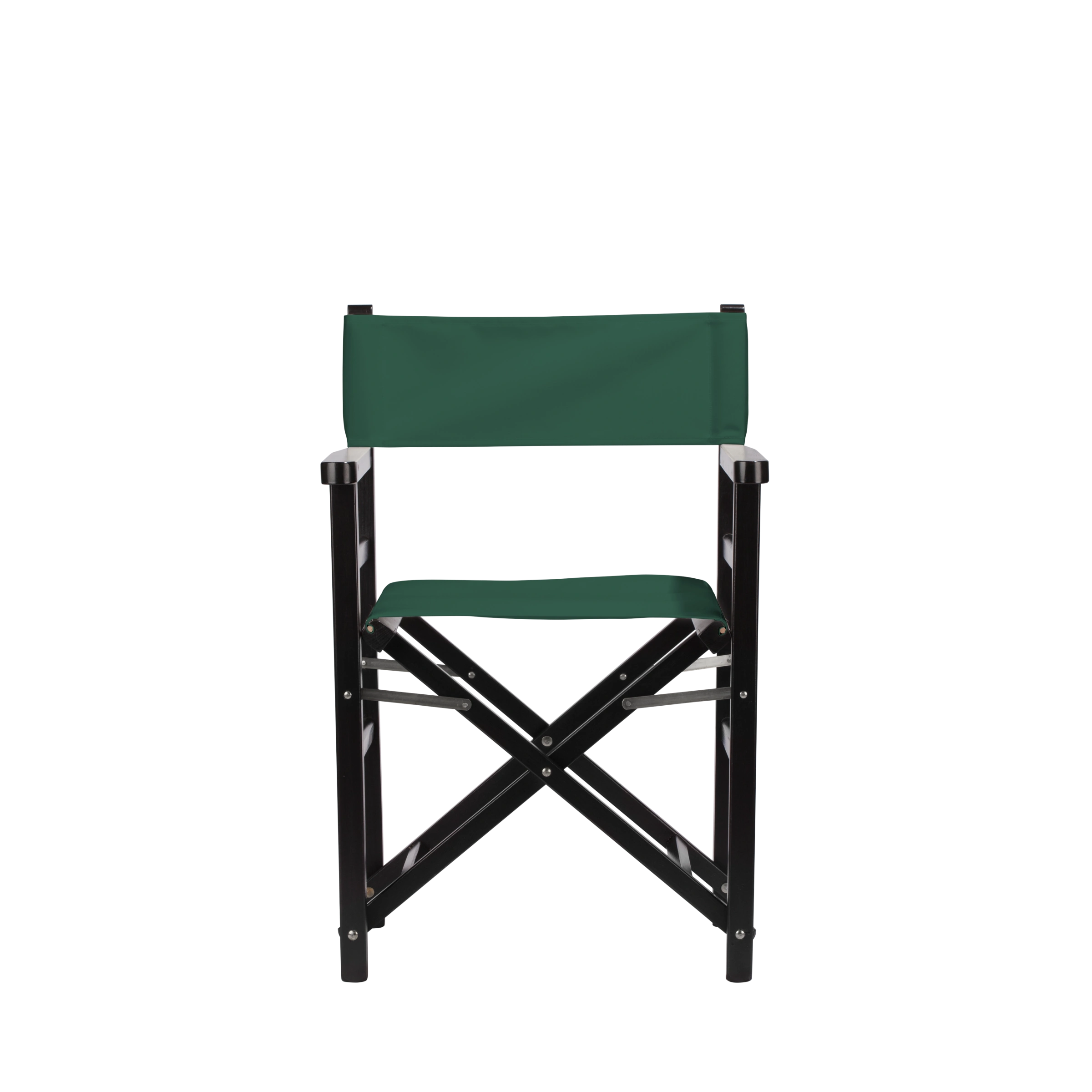 Regiestuhl Oscar aus schwarzem Buchenholz mit dunkelgrünem Bezug, Frontalansicht
#Classic | Set (Farbe)_dunkelgrün