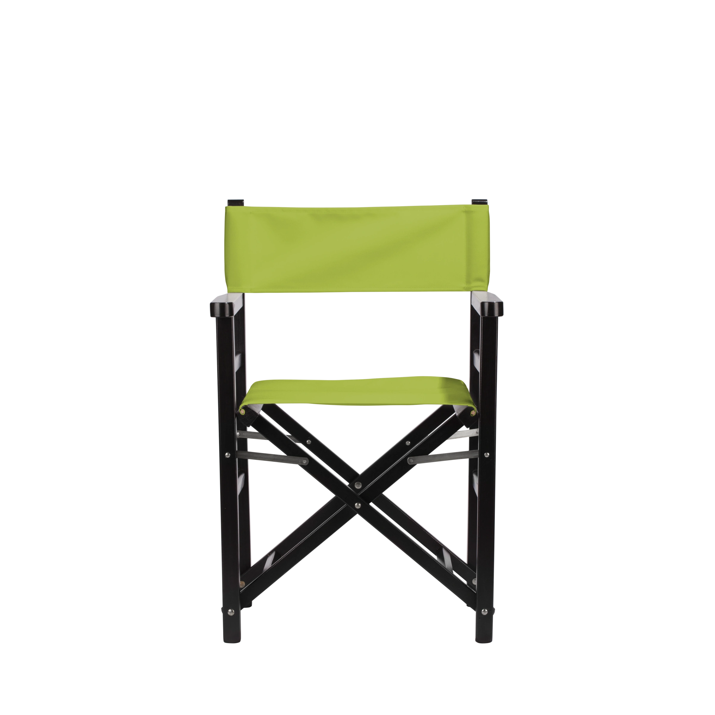 Regiestuhl Oscar aus schwarzem Buchenholz mit hellgrünem Bezug, Frontalansicht
#Classic | Set (Farbe)_hellgrün