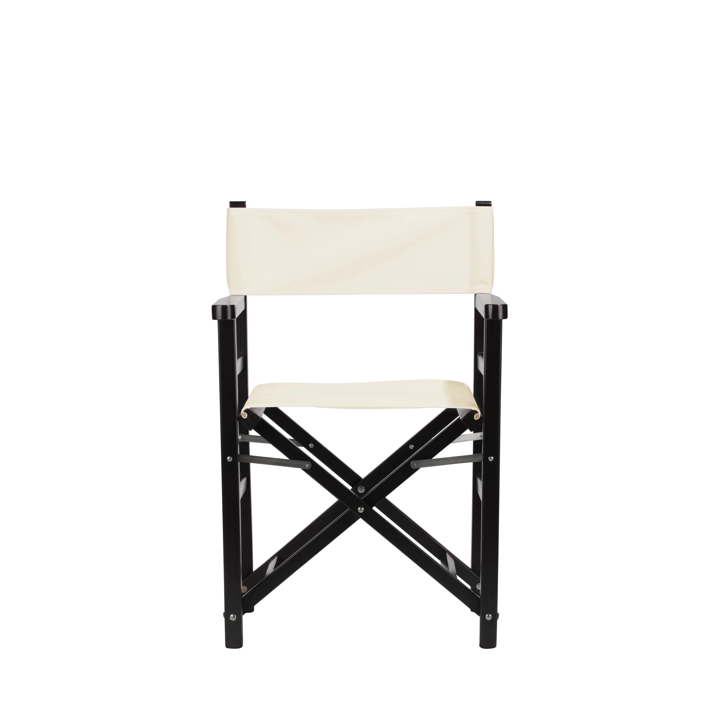 Regiestuhl Oscar aus schwarzem Buchenholz mit naturfarbenem Bezug, Frontalansicht
#Classic | Set (Farbe)_natur