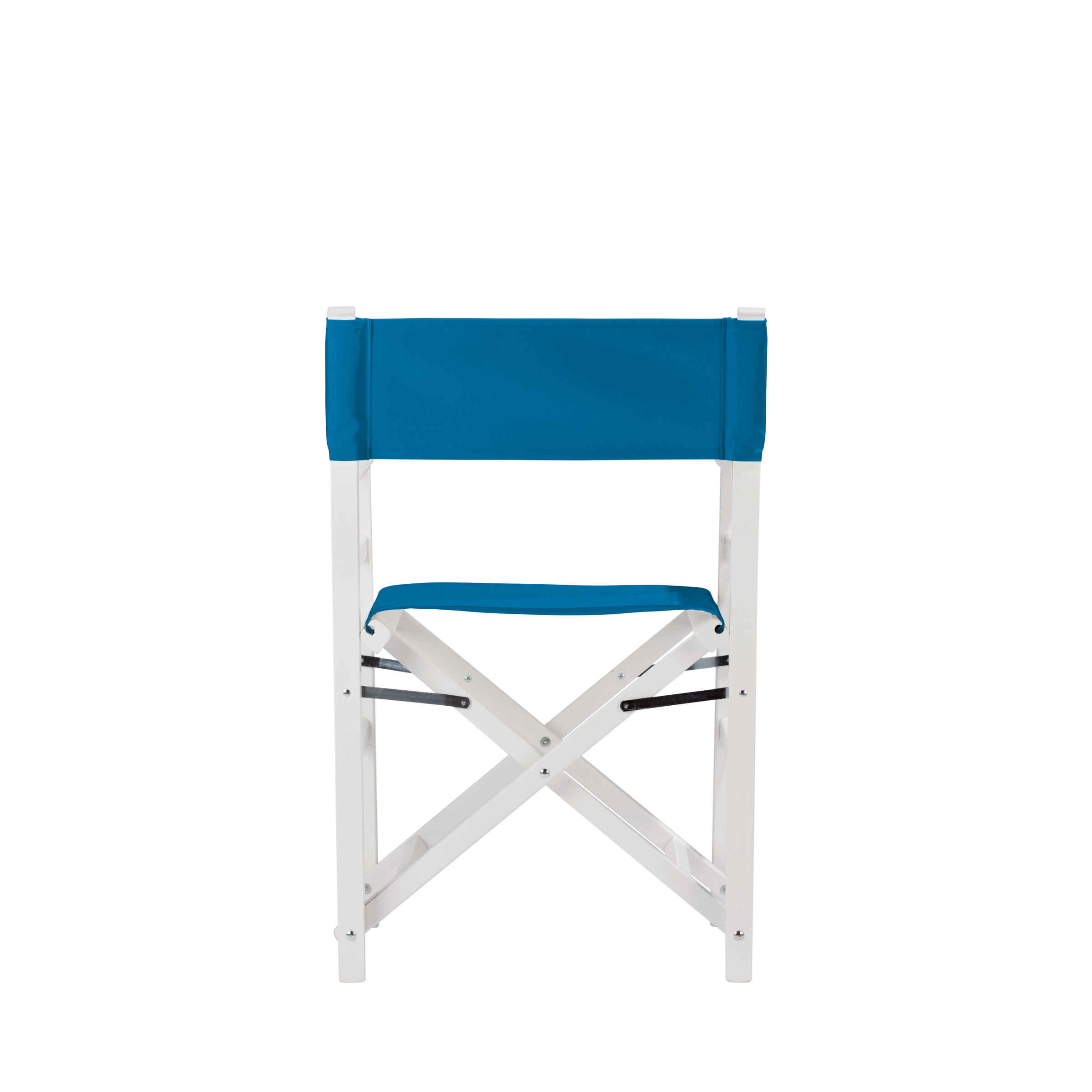 Regiestuhl Oscar aus weißem Buchenholz mit blauem Bezug, Rückansicht
#Classic | Set (Farbe)_blau